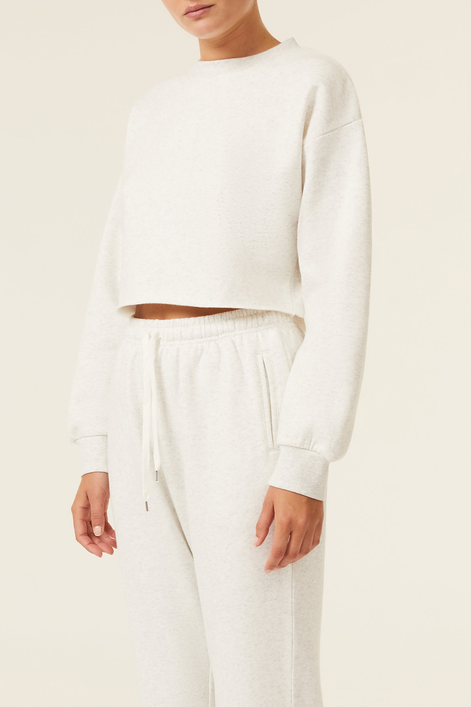 Nude Lucy Carter Classic Crop Sweat Snow Marle 