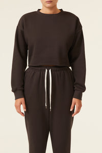 Nude Lucy Carter Classic Crop Sweat In a Brown Coal Colour  