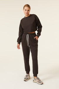 Nude Lucy Carter Classic Crop Sweat In a Brown Coal Colour  