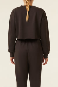 Nude Lucy Carter Classic Crop Sweat In a Brown Coal Colour  