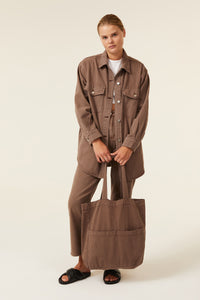 Nude Lucy Nude Denim Tote in a Brown Carob Colour