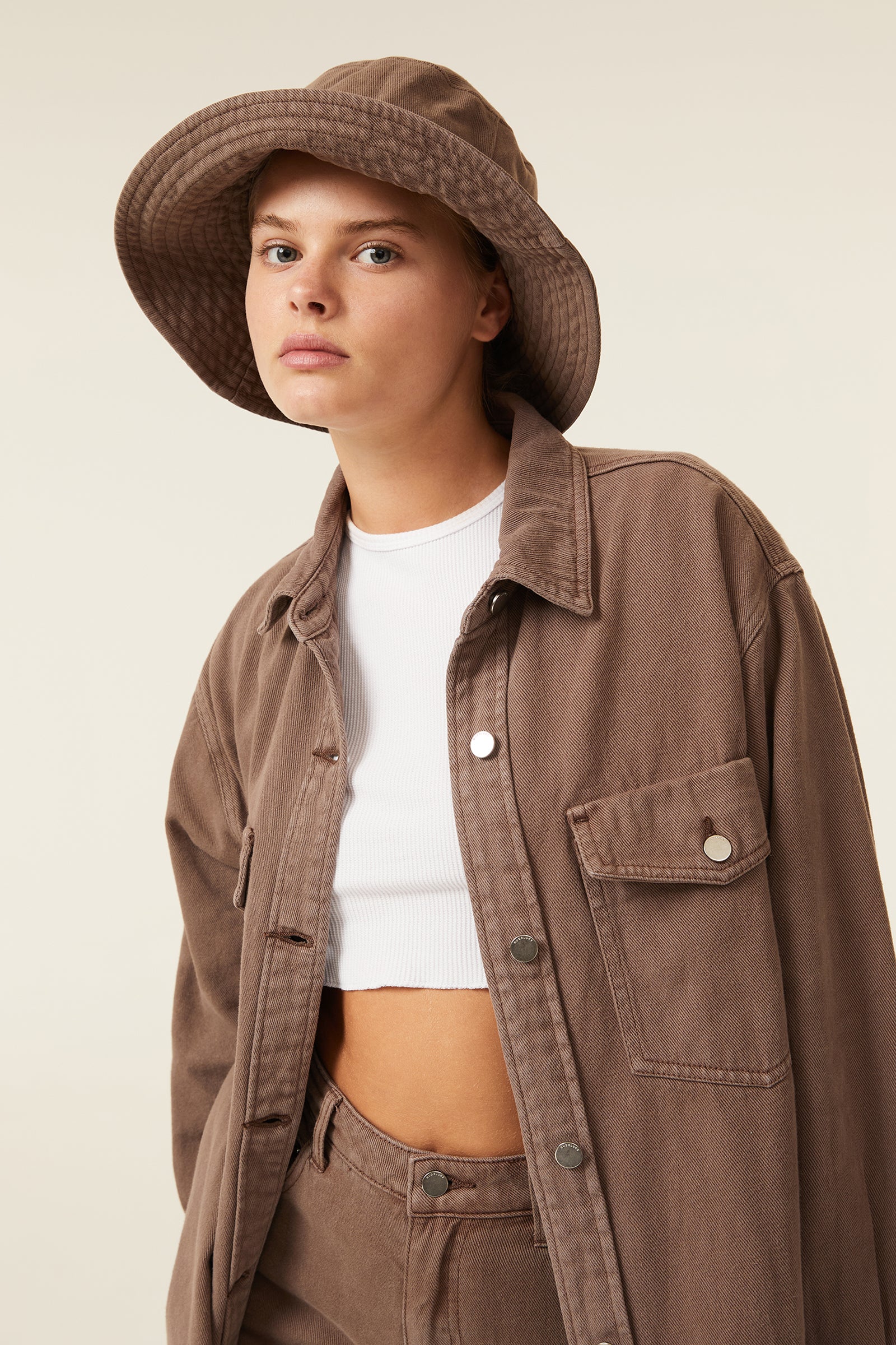 Nude Lucy Nude Denim Bucket Hat in a Brown Carob Colour