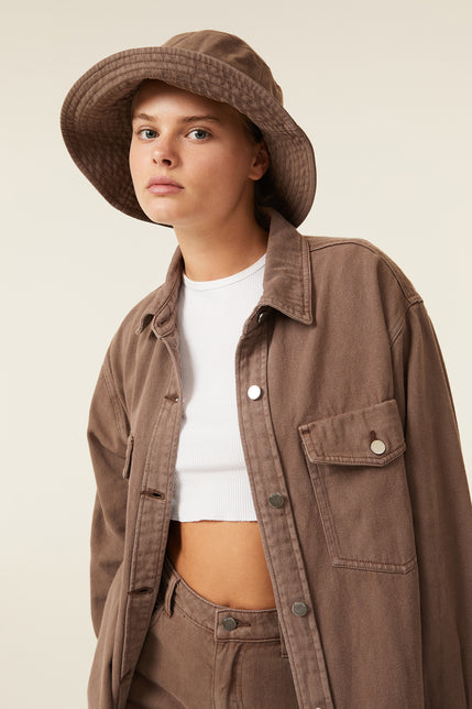NUDE DENIM BUCKET HAT-Agave