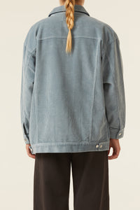 Nude Lucy Binx Longline Cord Jacket In a Green & Blue Toned Marine Colour
