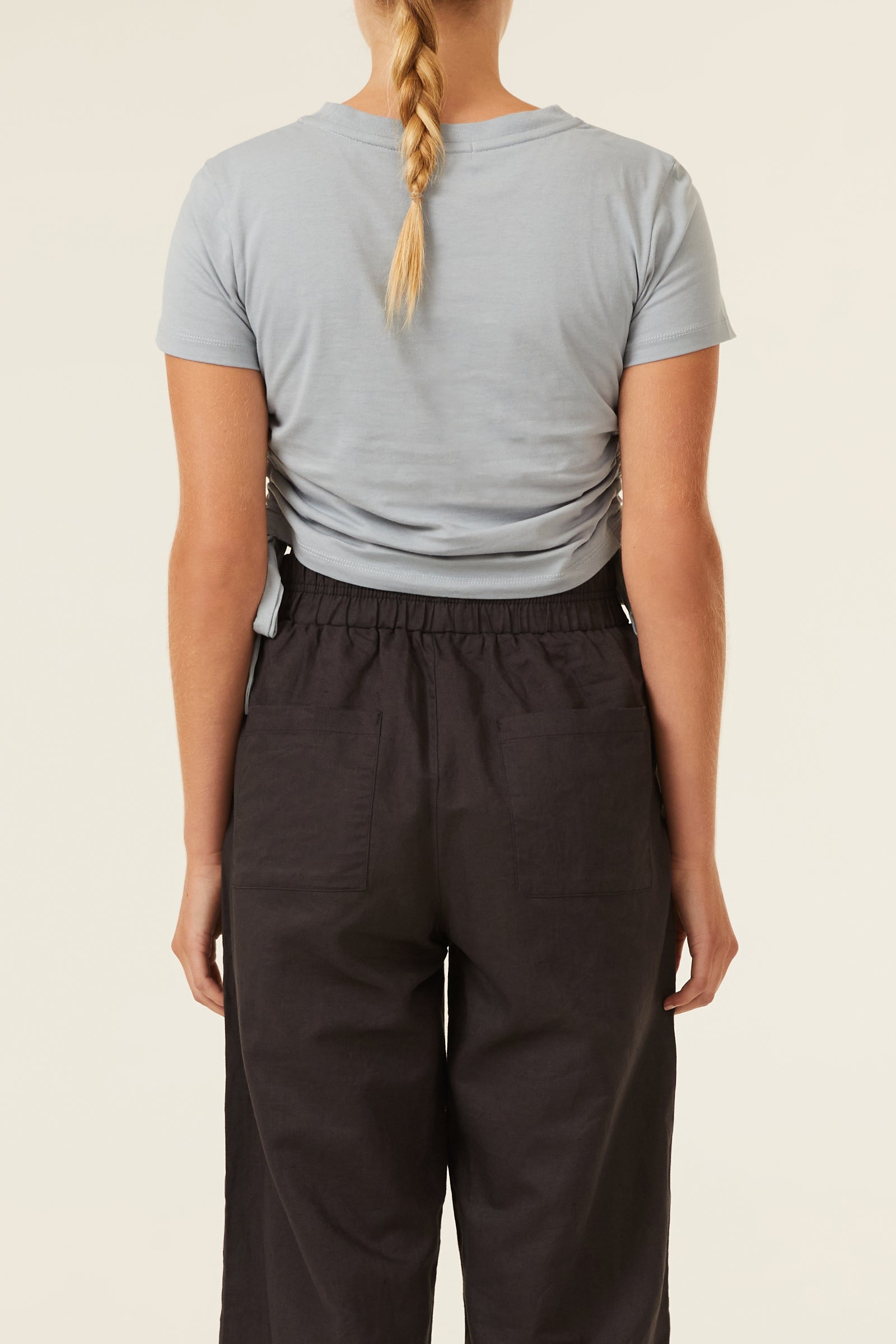 Nude Lucy Rowan Organic Drawstring Tee In A Green & Blue Toned Marine Colour 