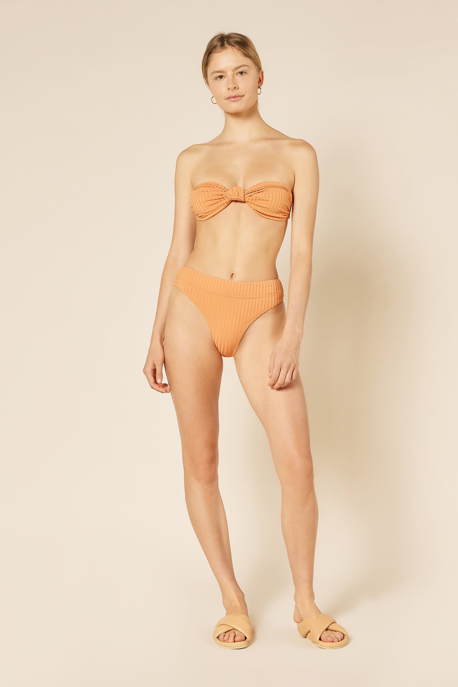 Nude Lucy Classic Knot Front Top In Papaya 