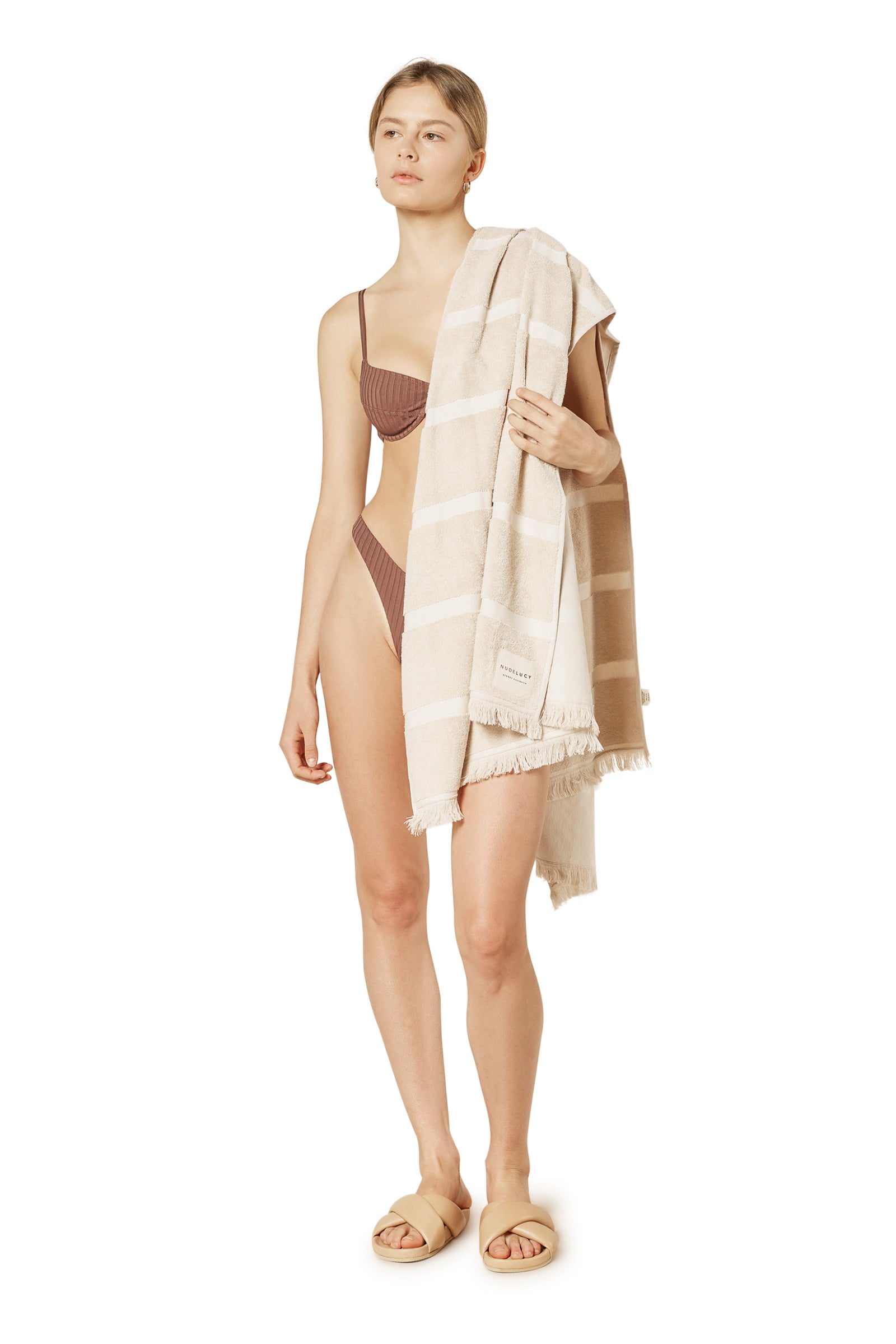 Nude Lucy Nude Classic Beach Towel In Natural 