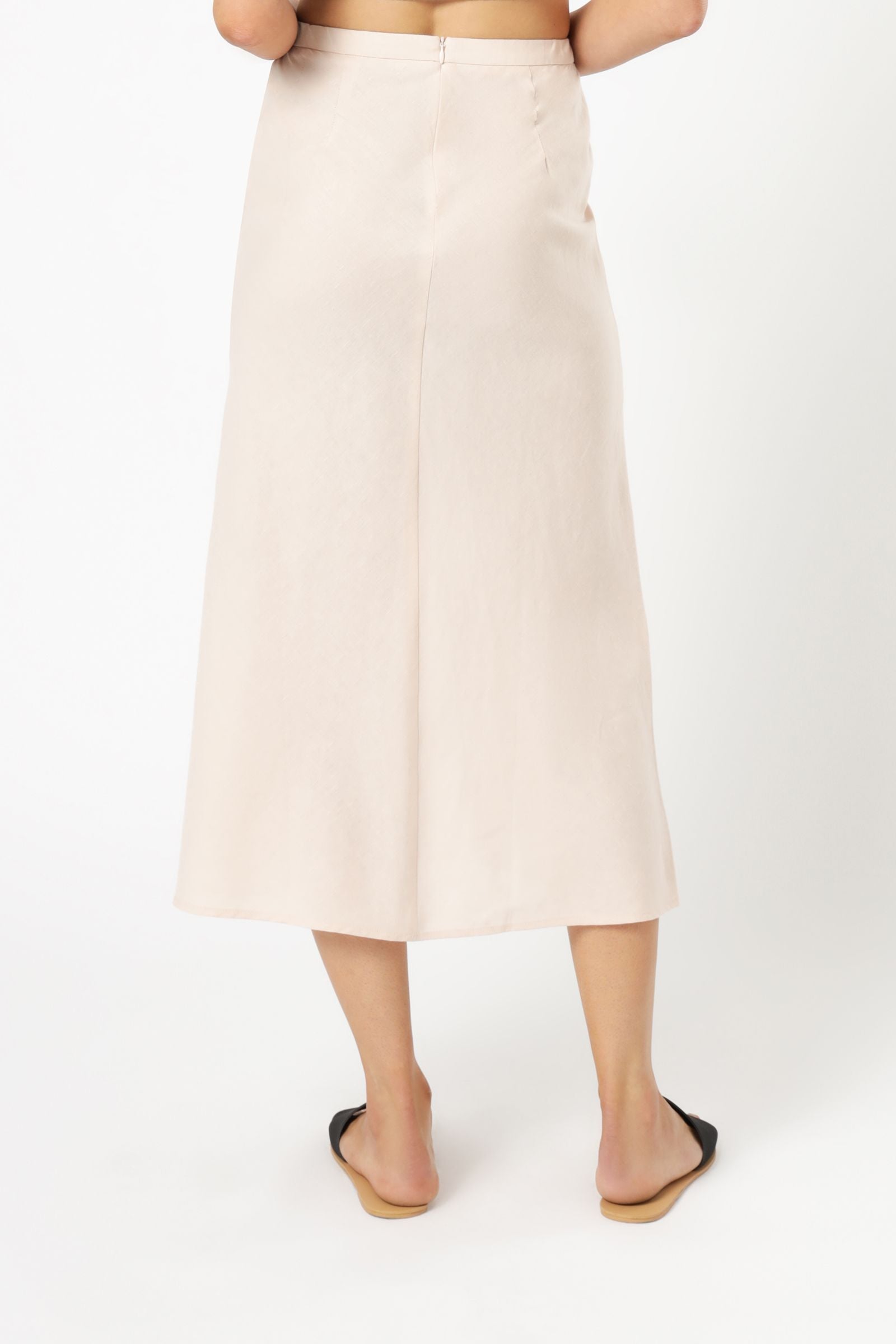 Nude Lucy Miles Linen Midi Skirt Nude Skirt 