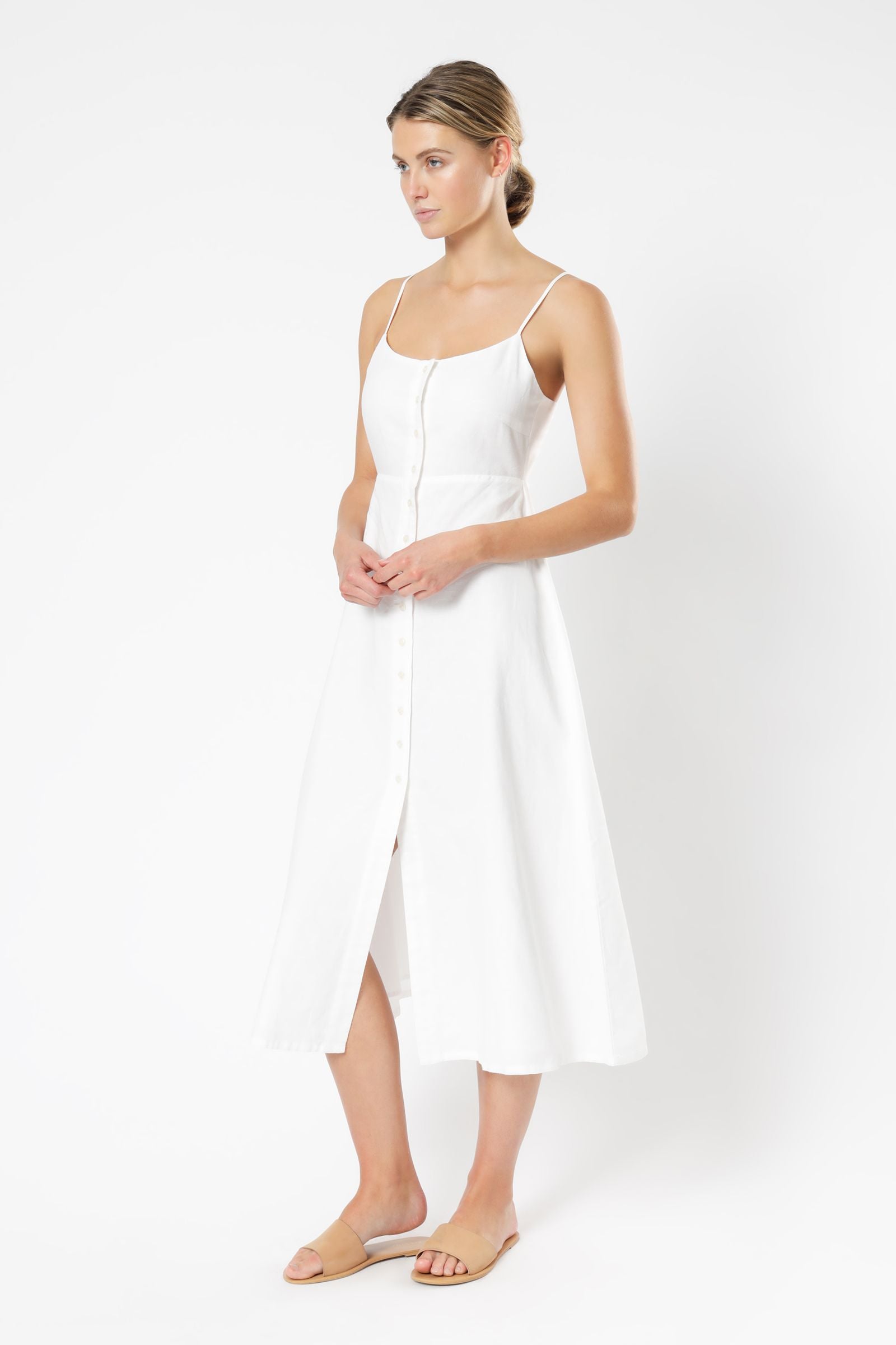 Nude Lucy Drew Linen Midi Dress White Dress 