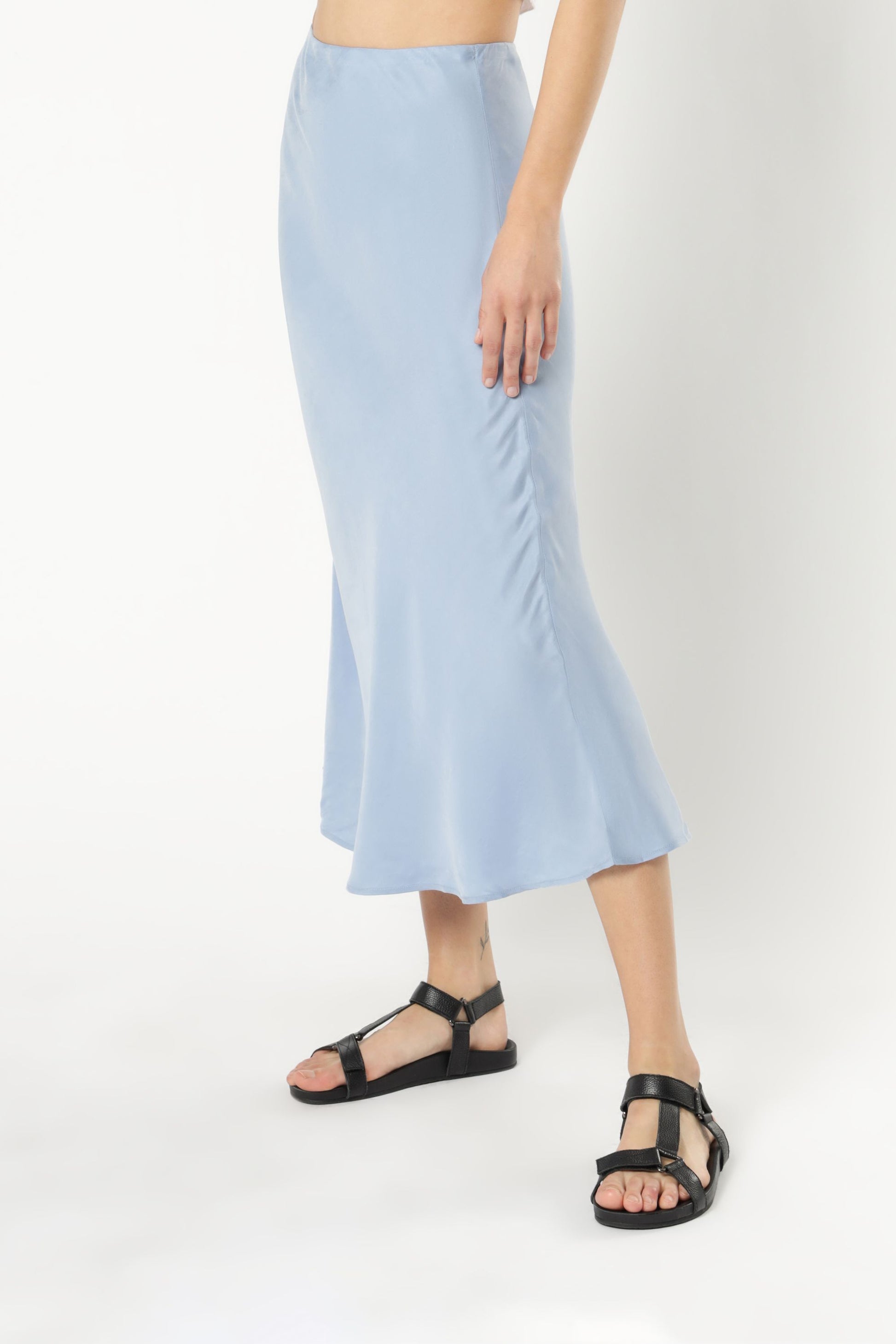 Nude Lucy Esme Cupro Midi Skirt Steel Blue Skirt 