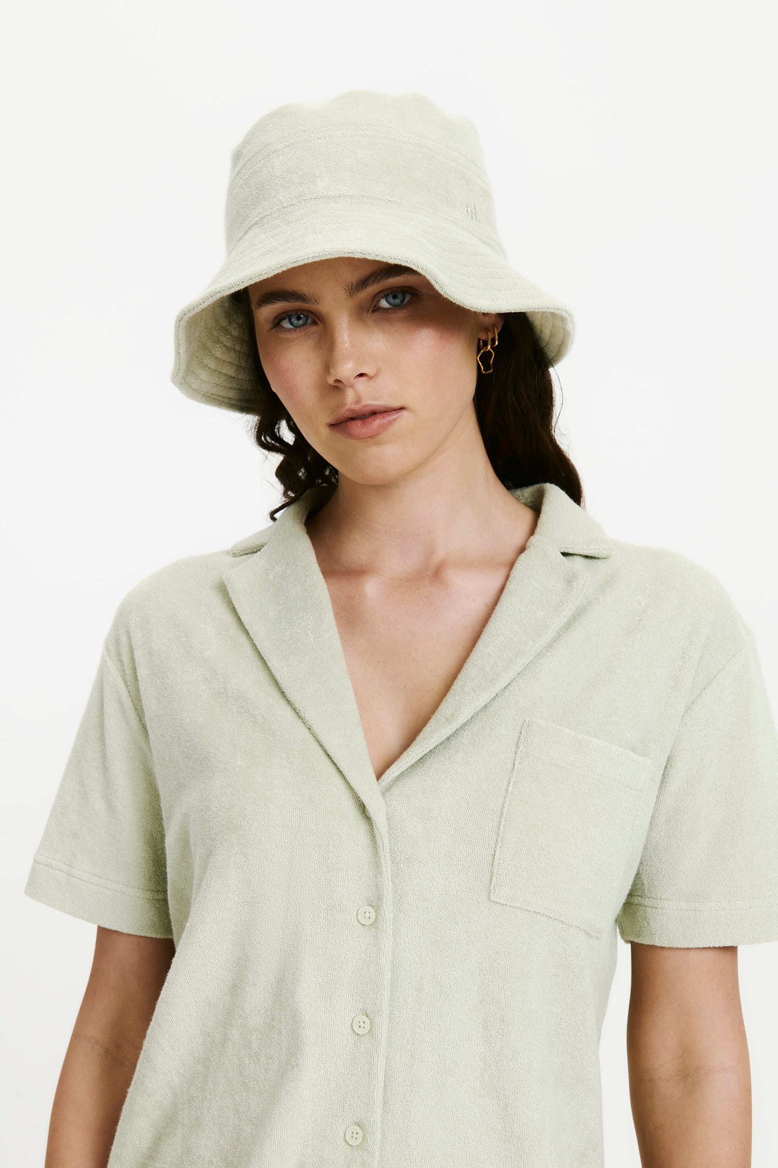 Nude Lucy Inka Terry Bucket Hat In Eucalyptus 