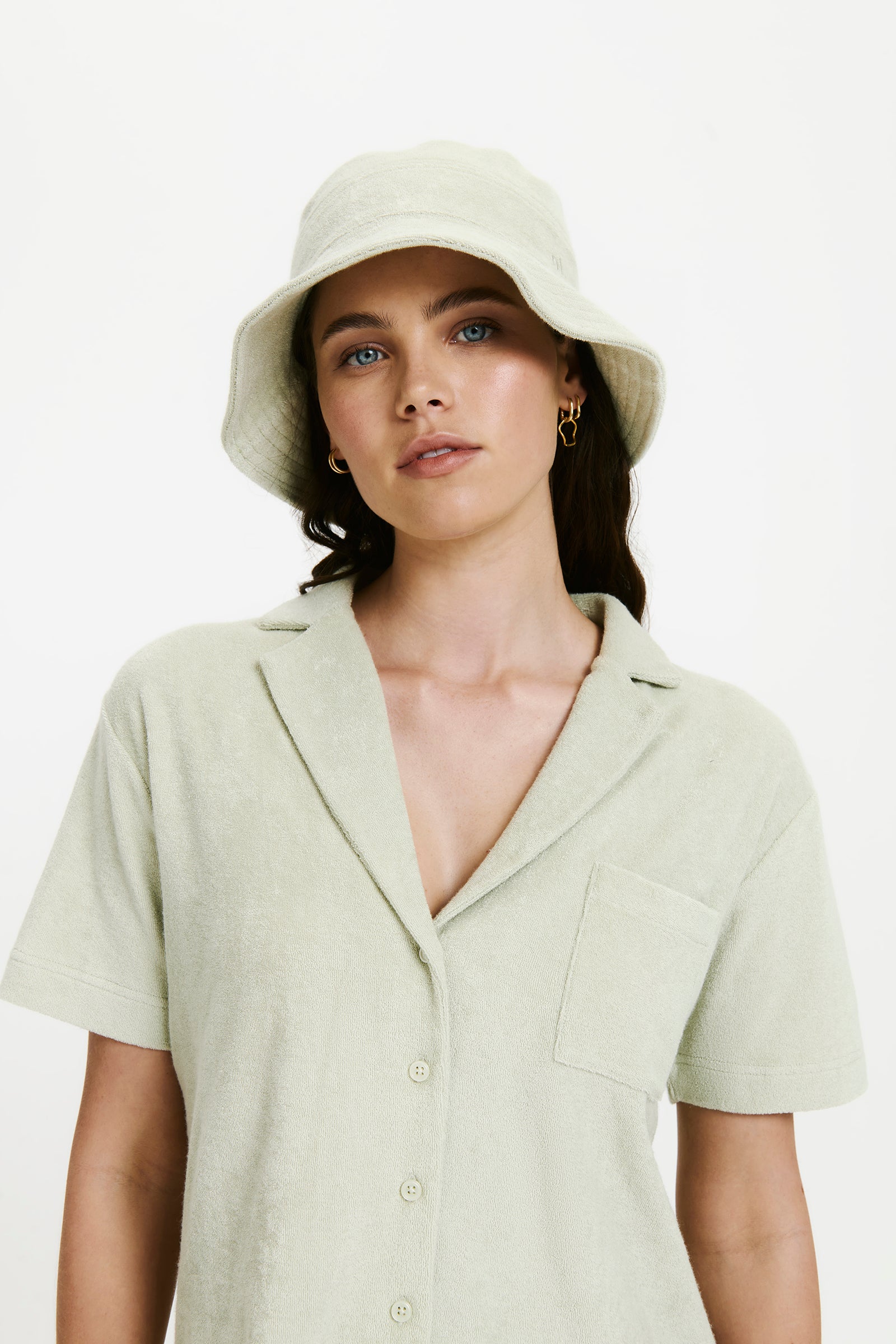 Nude Lucy Inka Terry Bucket Hat In Eucalyptus 