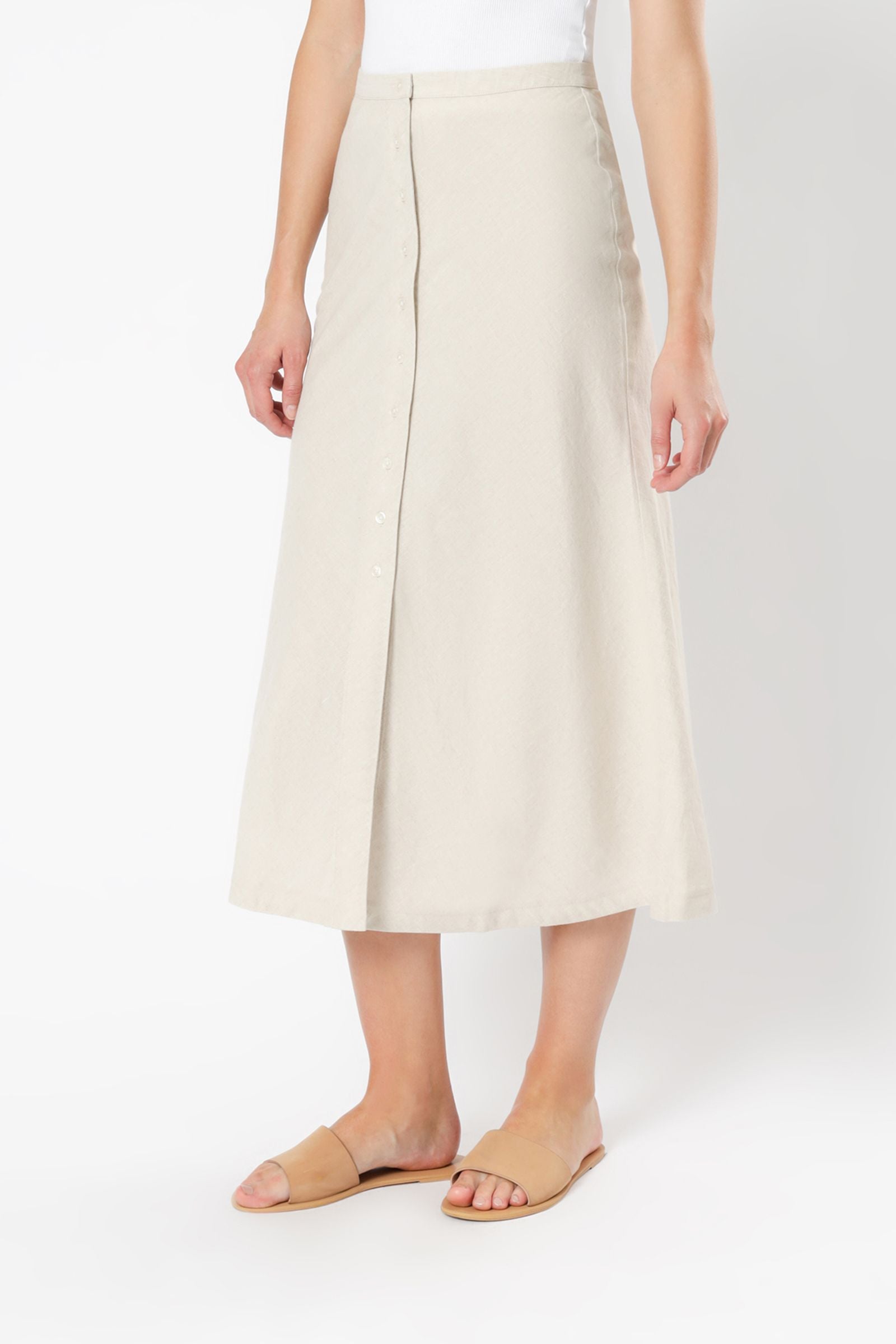Nude Lucy Drew Linen Midi Skirt Oat Skirt 