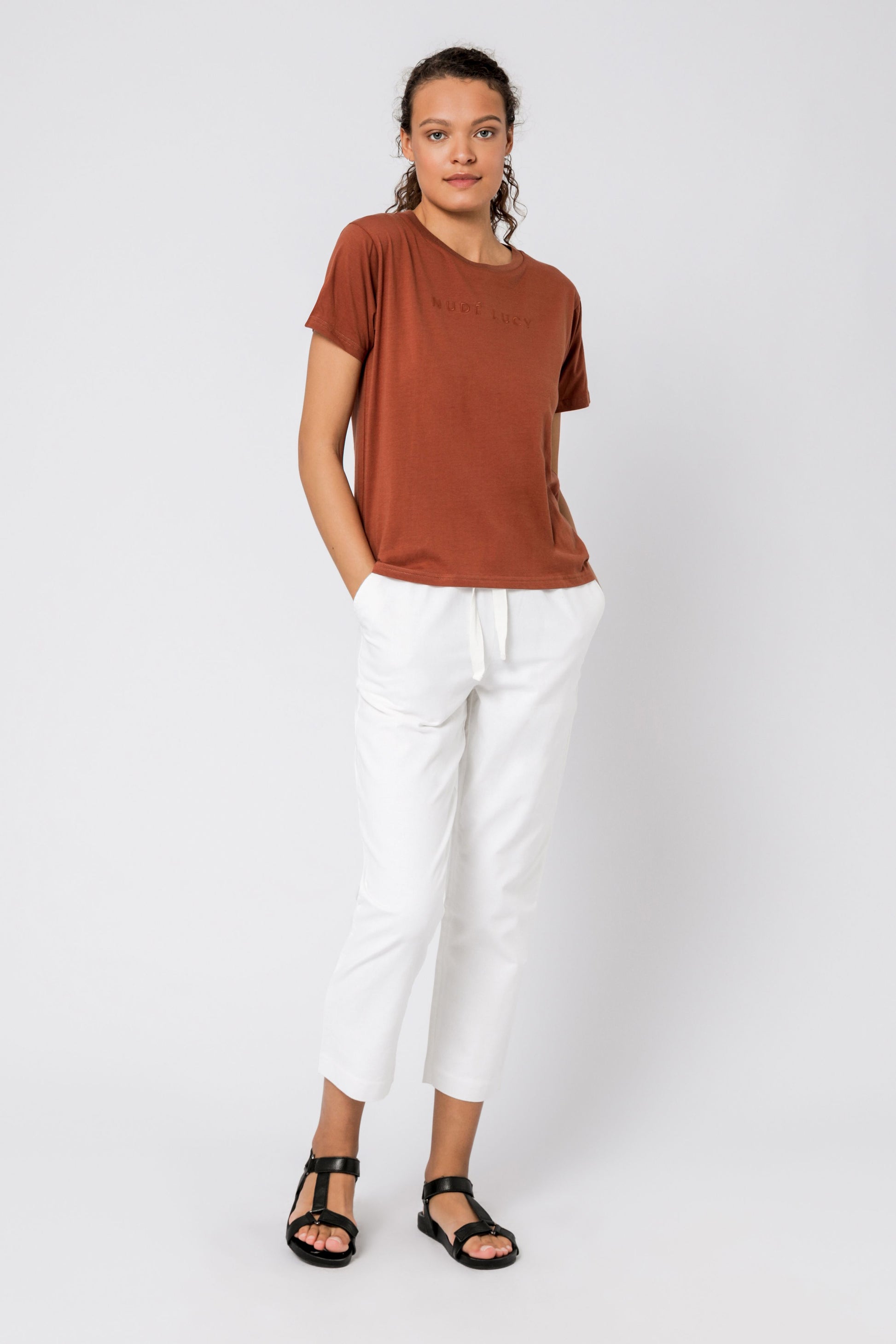 Nude Lucy Nude Lucy Embr Slogan Tee Pecan Tees 
