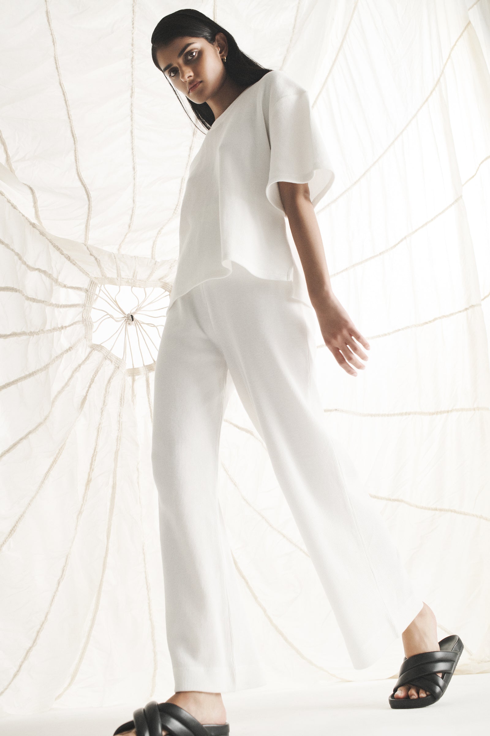Nude Lucy Kin Waffle Culotte In A White Salt Colour