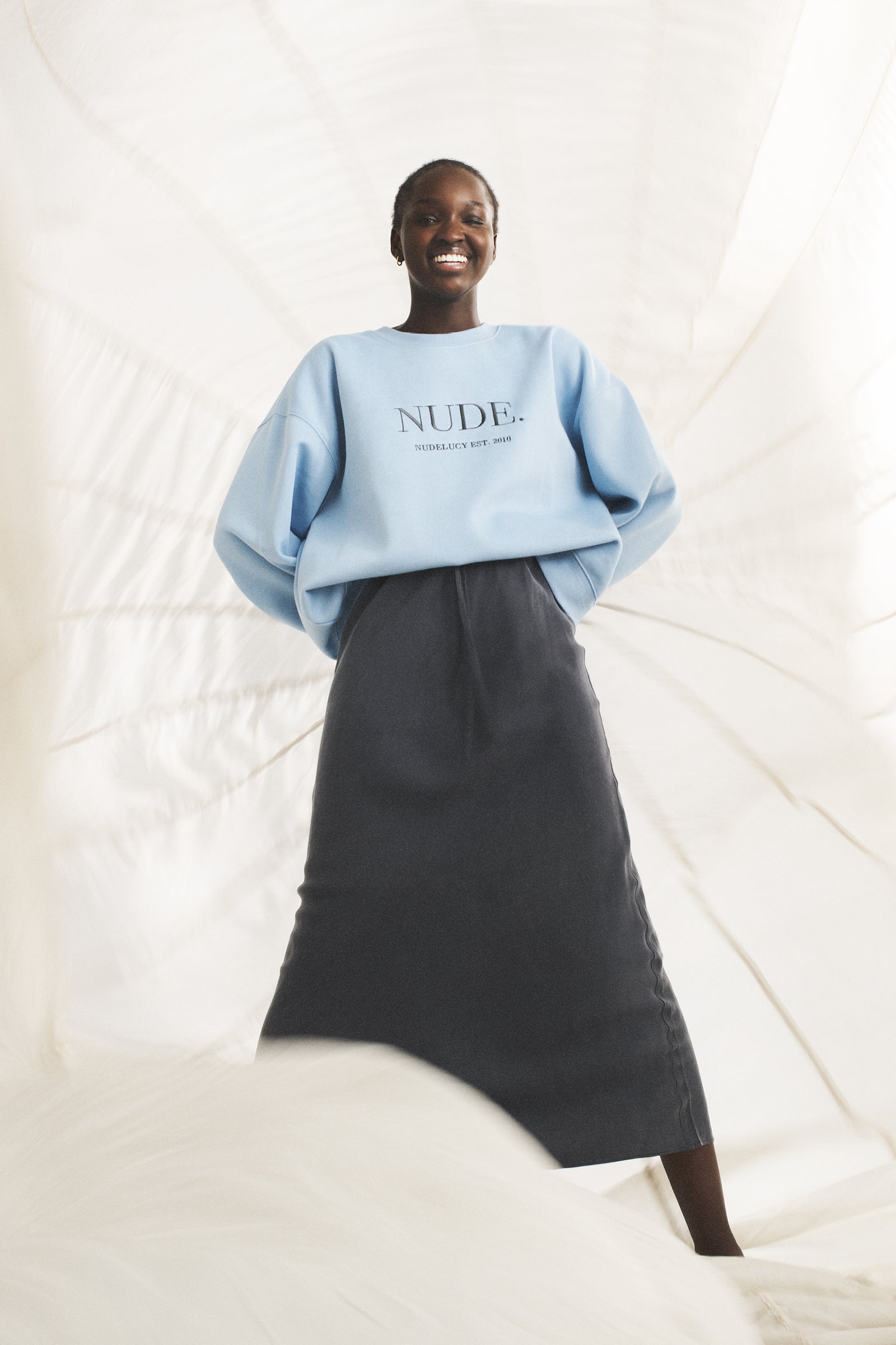 Nude Lucy Ari Cupro Skirt In A Purple Indigo Colour 