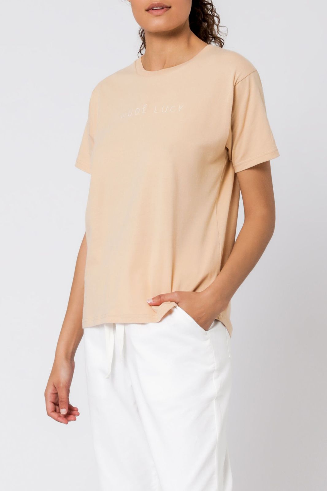 Nude Lucy Nude Lucy Embr Slogan Tee Apricot Tees 