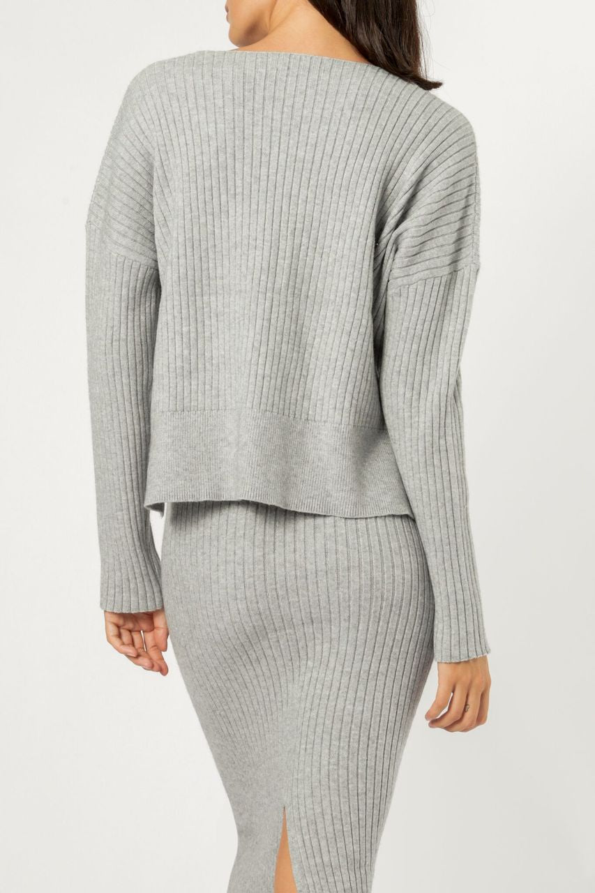 Nude Lucy dylan knit top grey marle knitwear