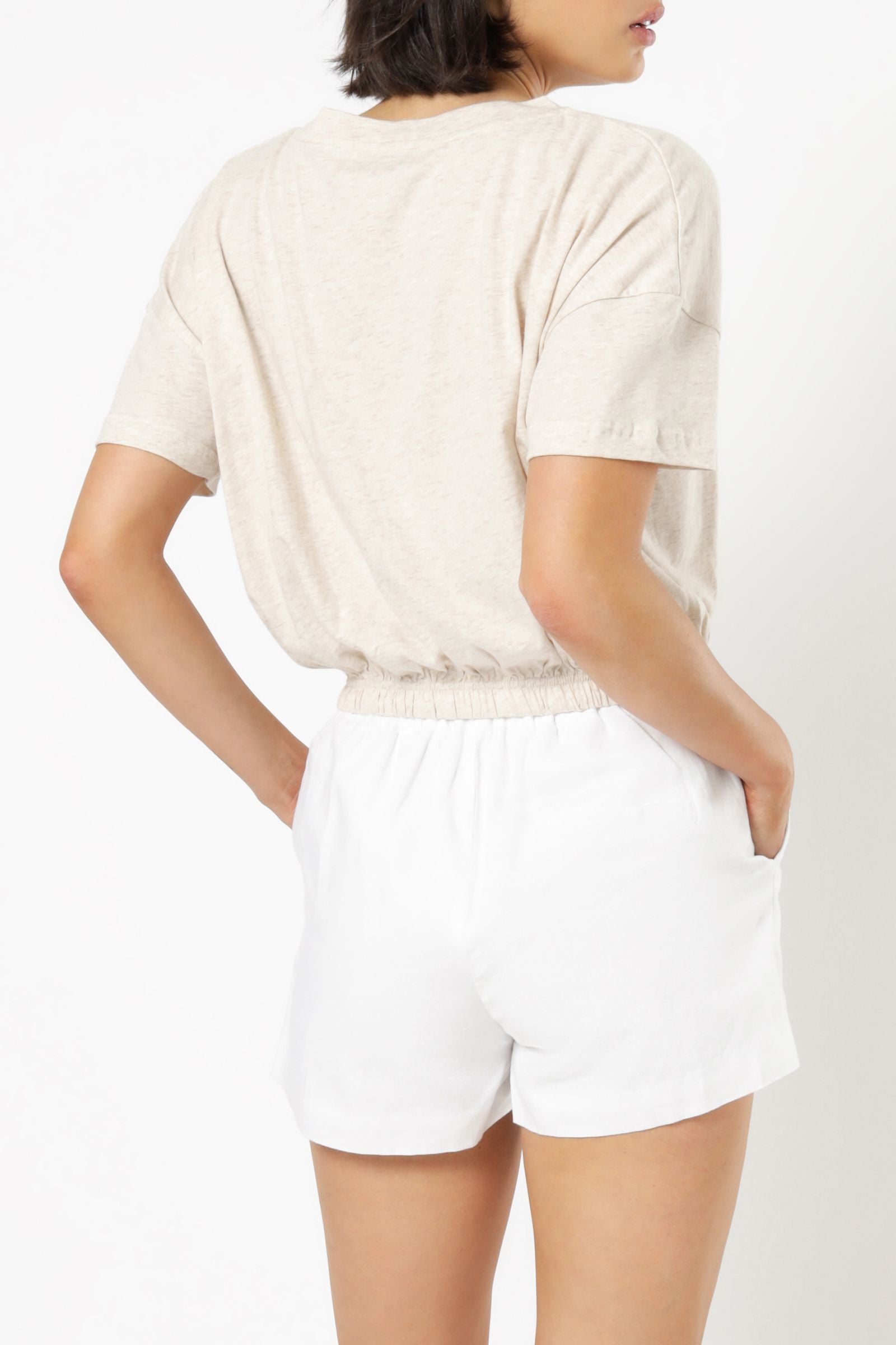 Nude Lucy Daria Drawstring Tee Cream Marle Tees 