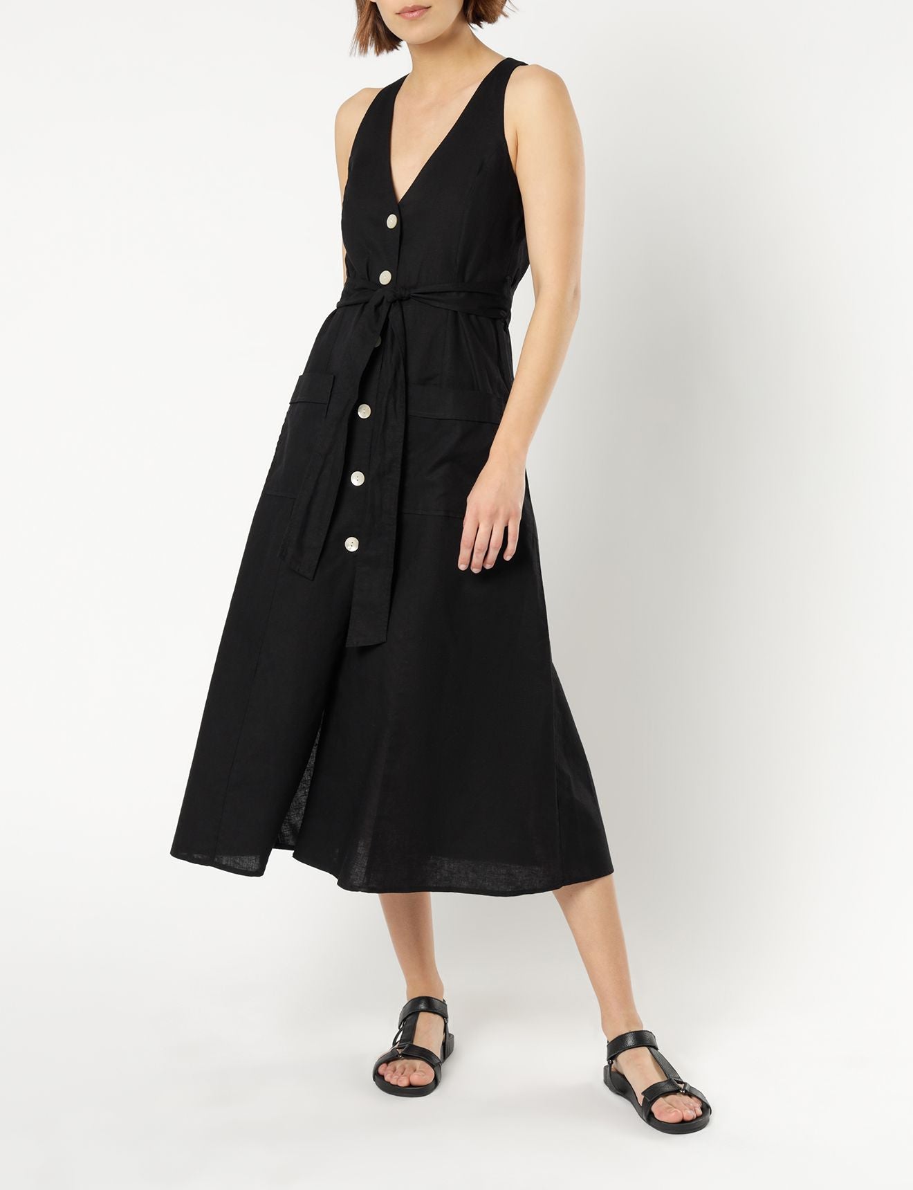 Nude Lucy kora linen midi dress black dress