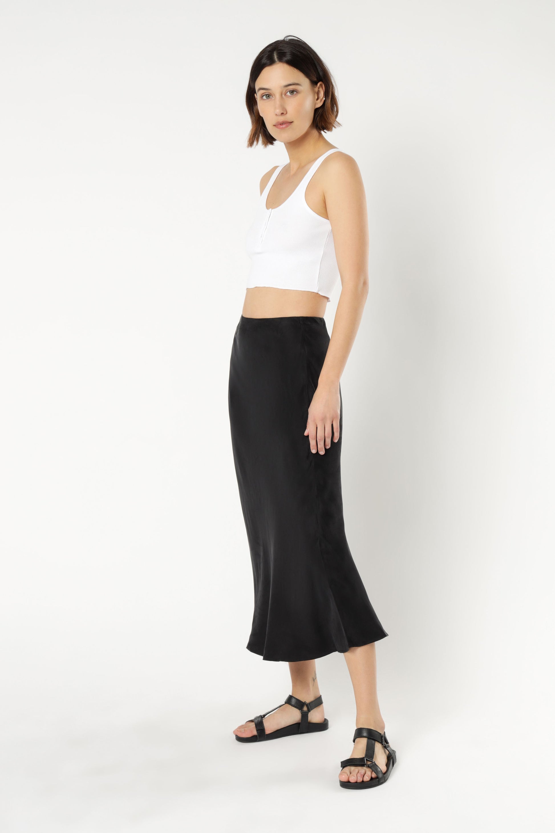 Nude Lucy Esme Cupro Midi Skirt Black Skirt 
