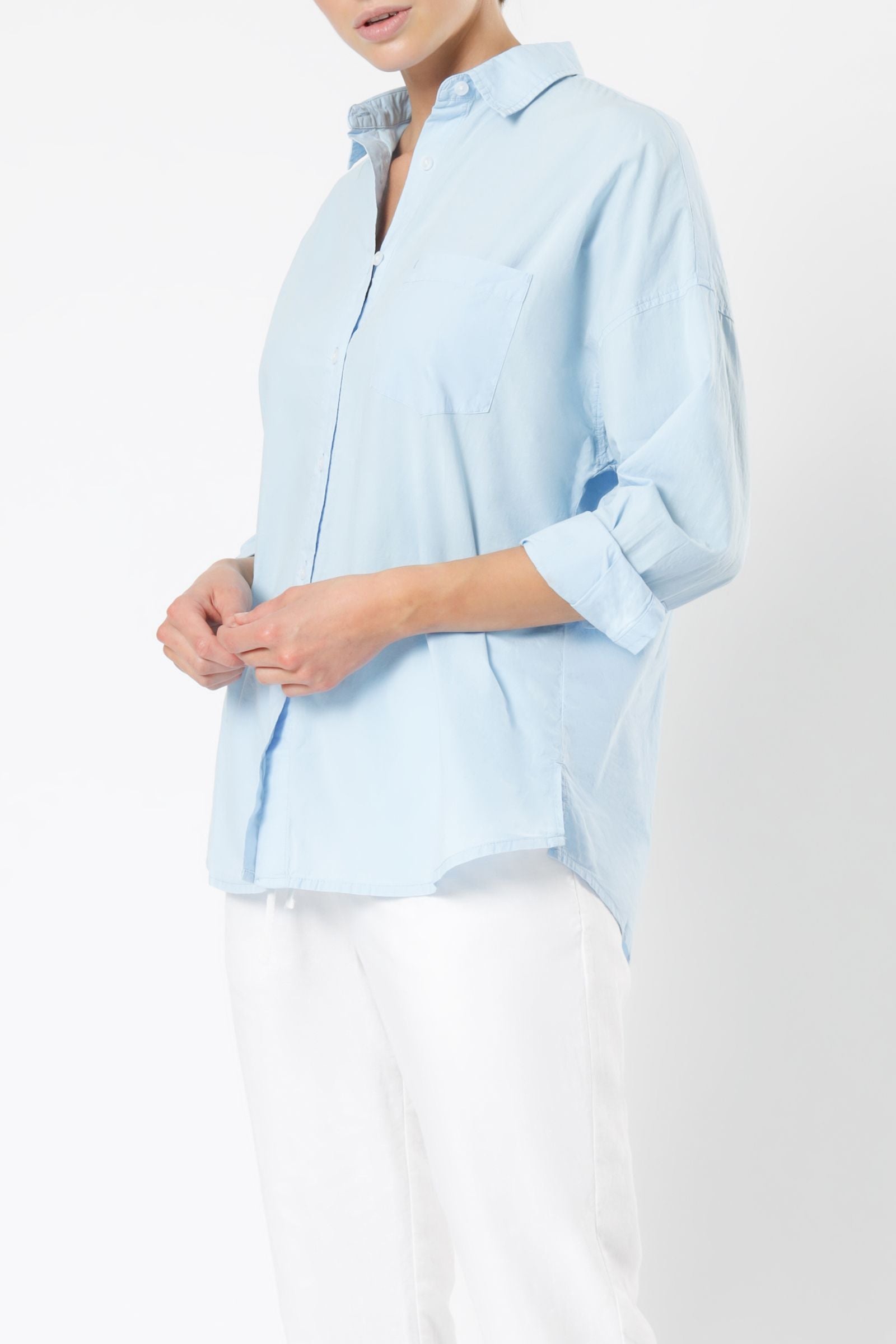 Nude Lucy naya washed cotton shirt capri blue shirt