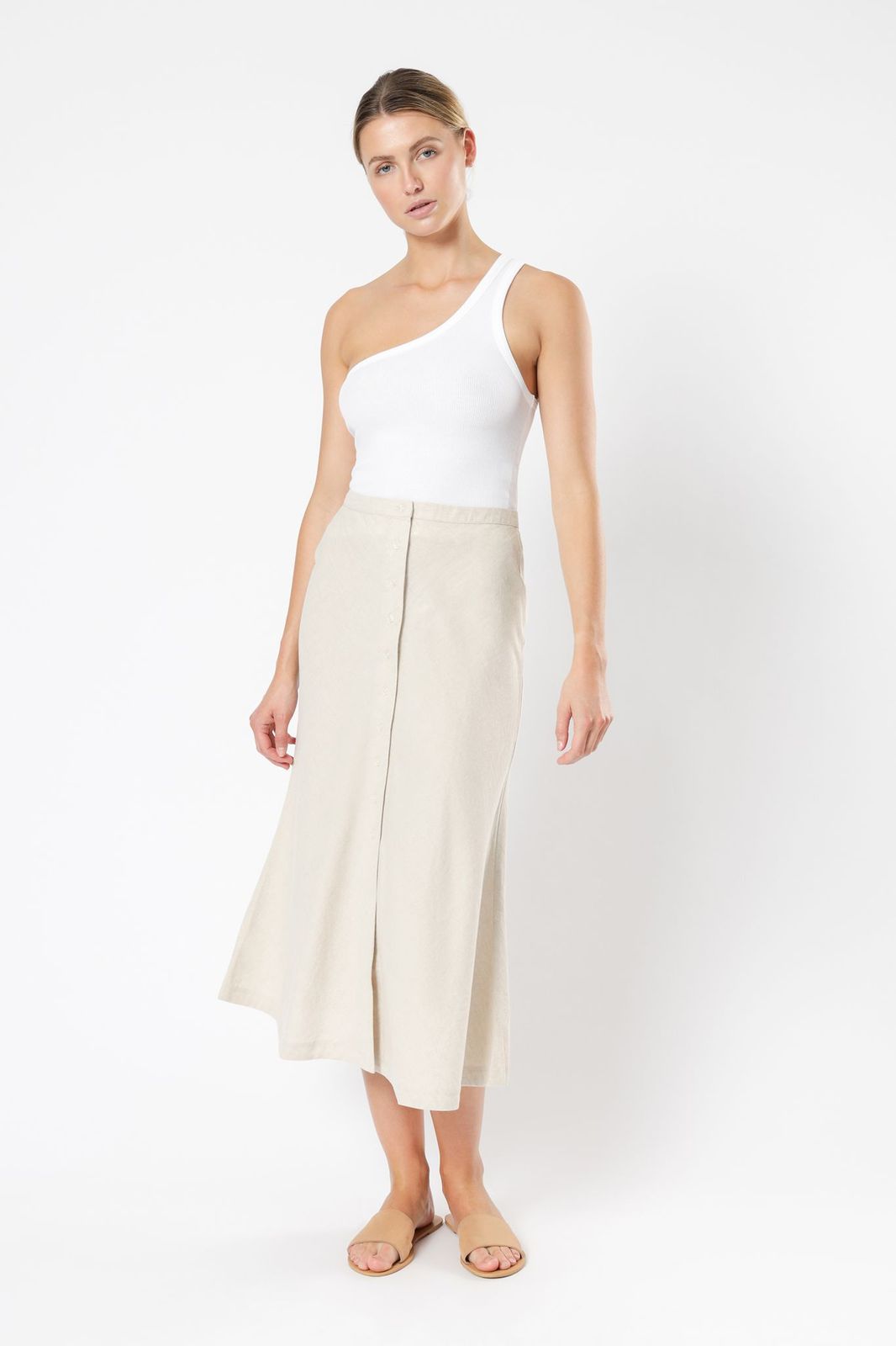 Nude Lucy Drew Linen Midi Skirt Oat Skirt 