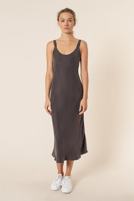 ESME CUPRO SLIP DRESS-Coal