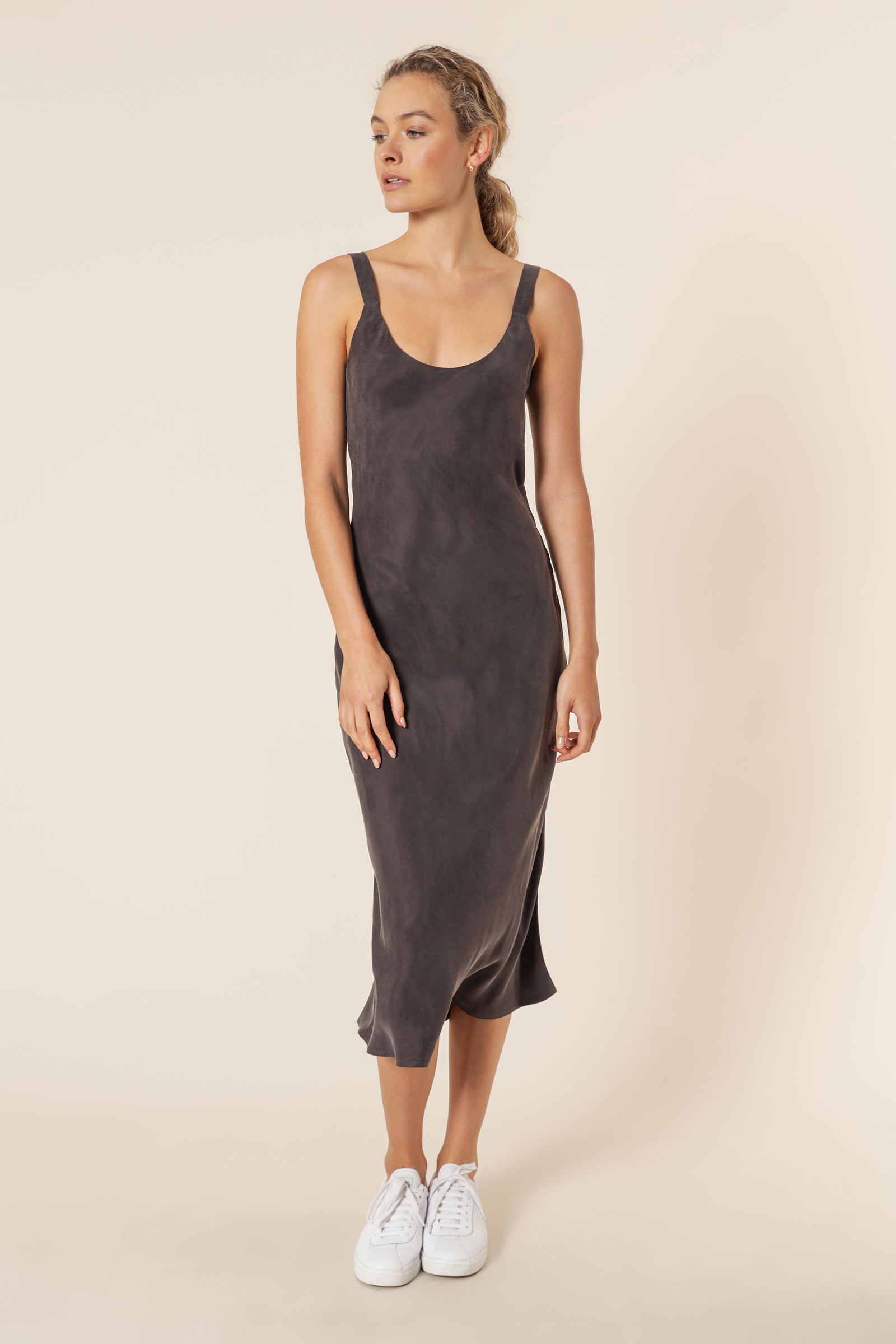 Nude Lucy Esme Cupro Slip Dress Coal Dress 