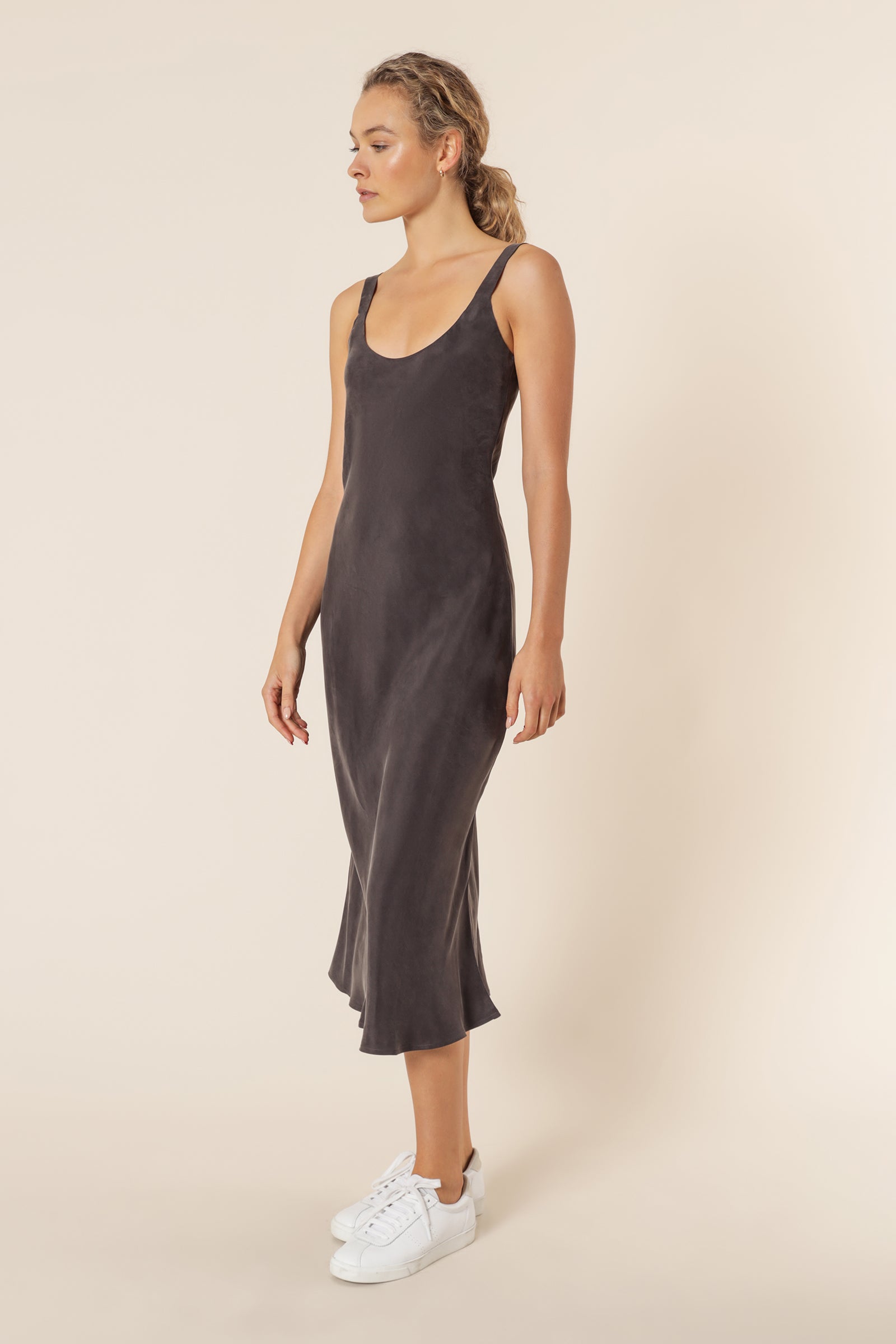 Nude Lucy Esme Cupro Slip Dress Coal Dress 