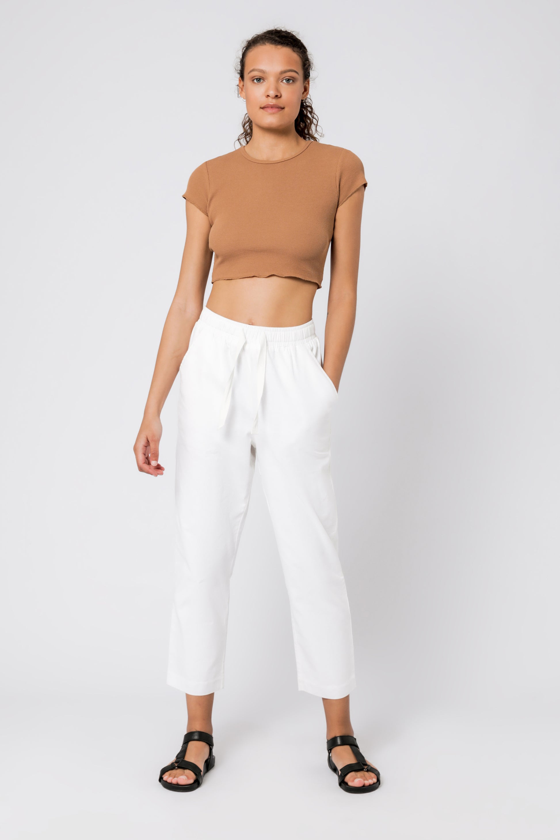 Nude Lucy Cameron Basic Waffle Tee Tobacco T Shirt 