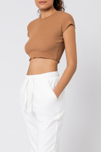 Nude Lucy cameron basic waffle tee tobacco t shirt