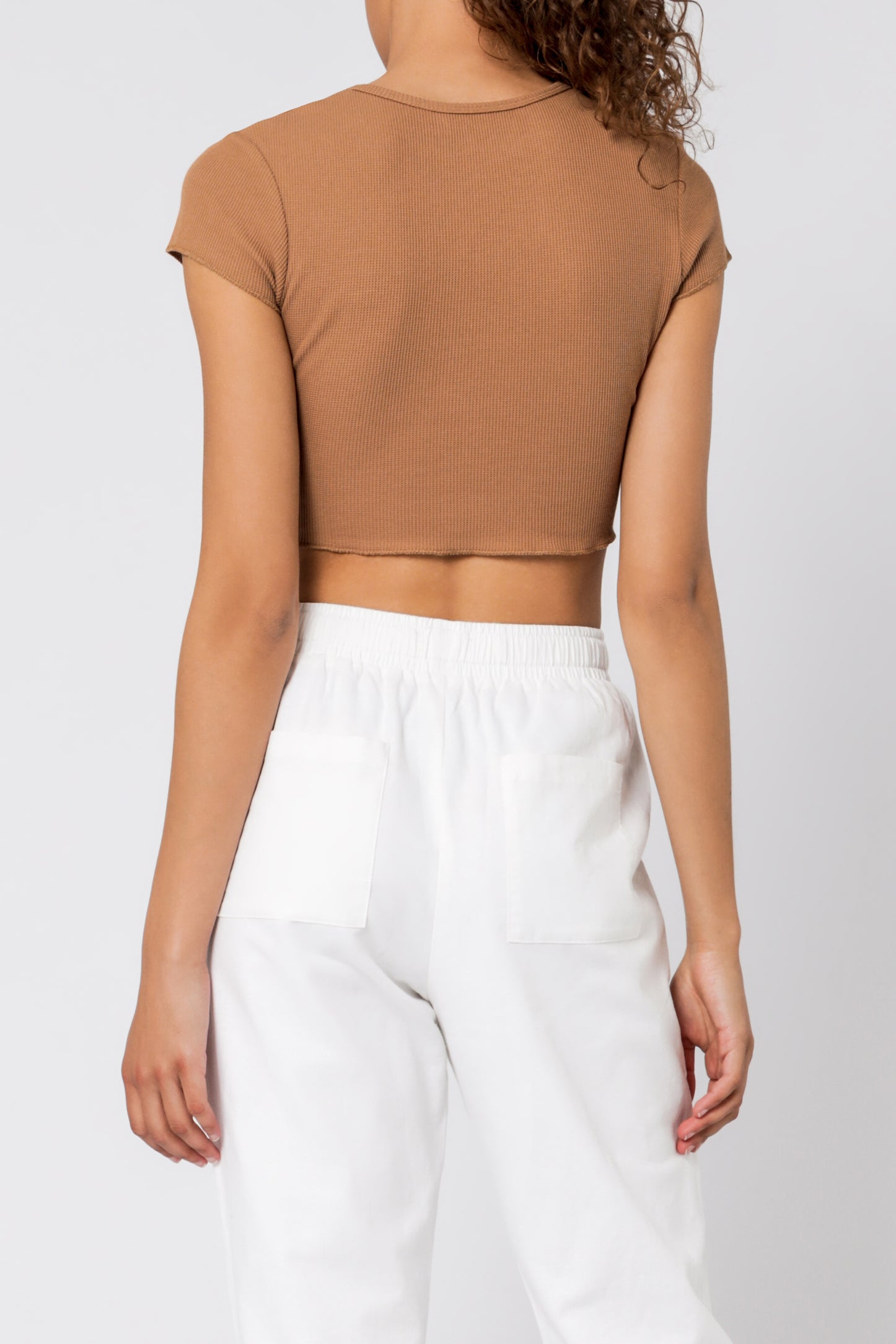 Nude Lucy Cameron Basic Waffle Tee Tobacco T Shirt 