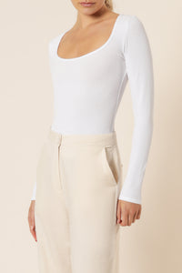 Nude Lucy maya long sleeve rib tee white top
