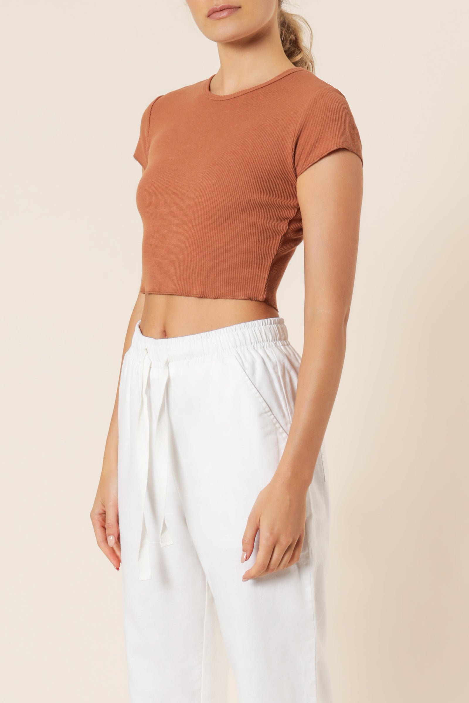 Nude Lucy Cameron Basic Waffle Tee Cinnamon Tees 