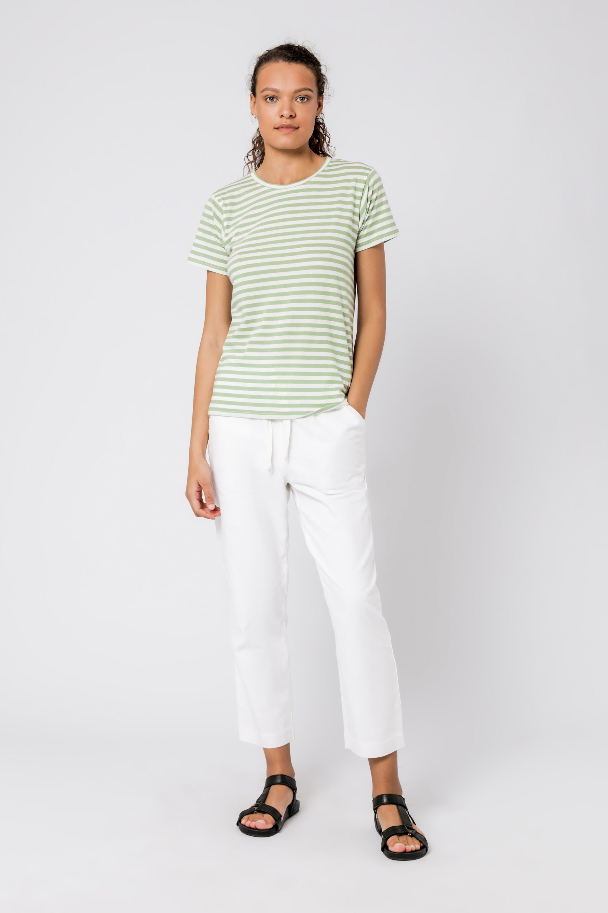 Nude Lucy Harper Basic Crew Neck Tee Apple Stripe T Shirt 