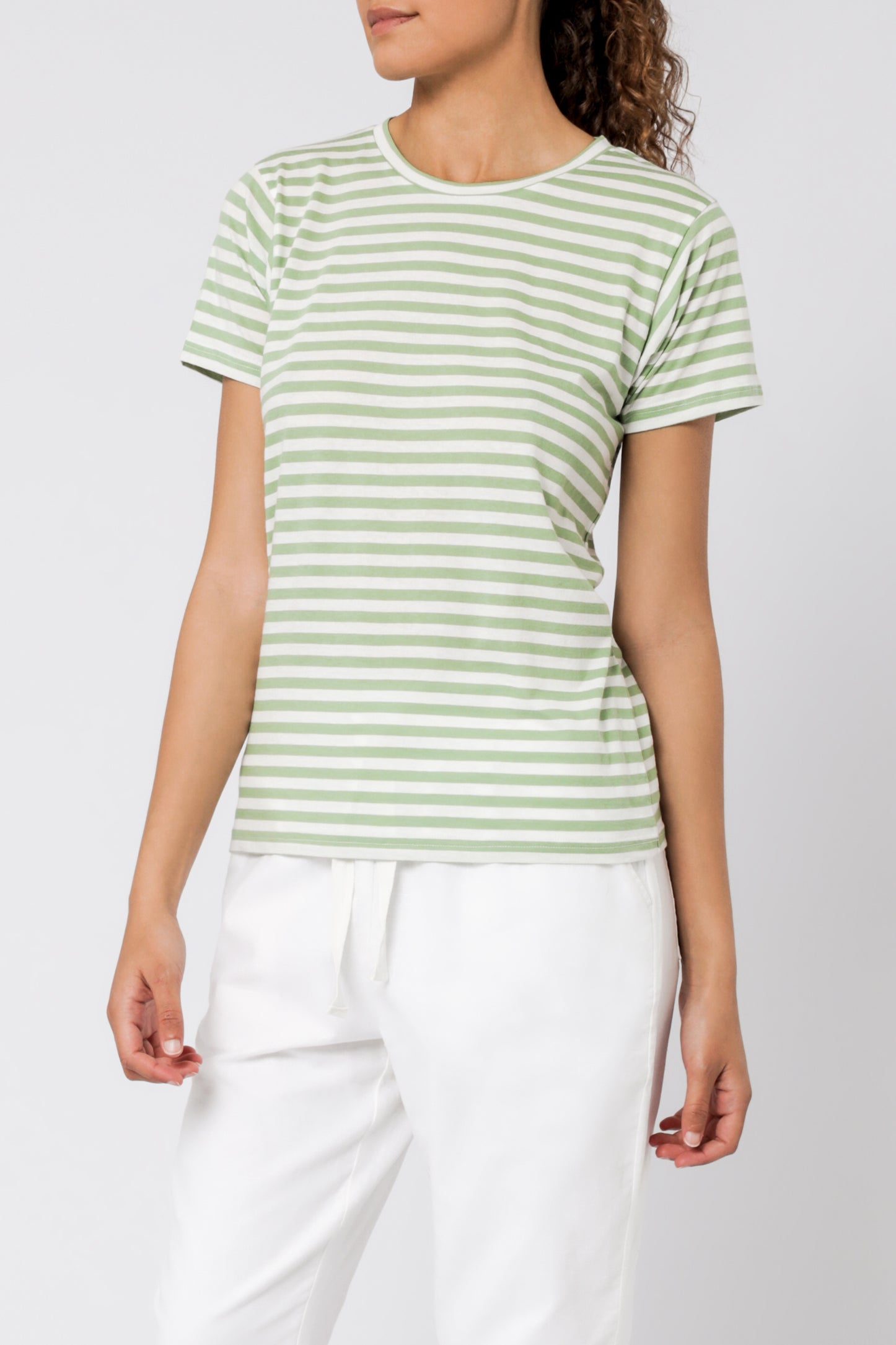 Nude Lucy Harper Basic Crew Neck Tee Apple Stripe T Shirt 