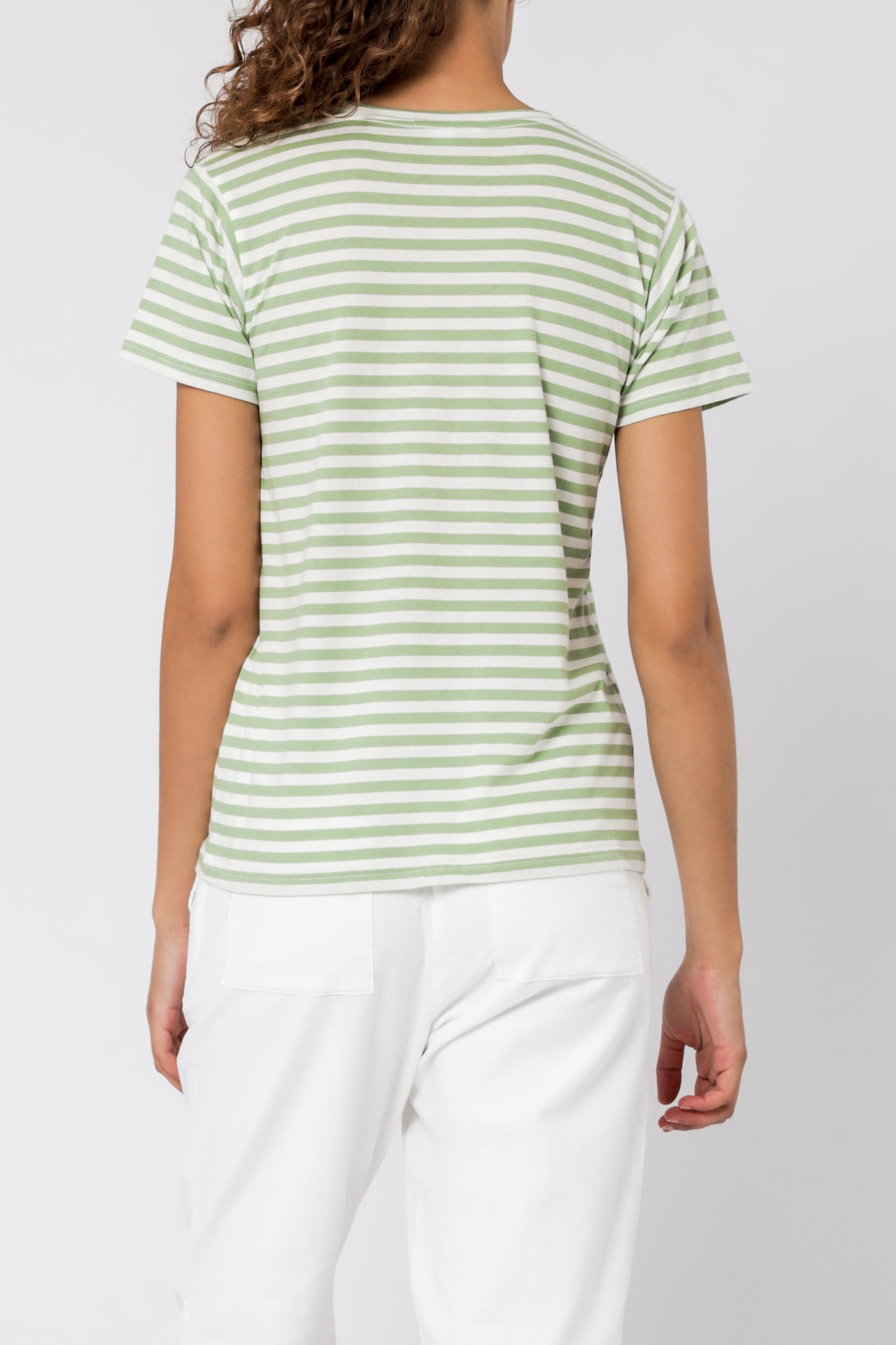 Nude Lucy Harper Basic Crew Neck Tee Apple Stripe T Shirt 