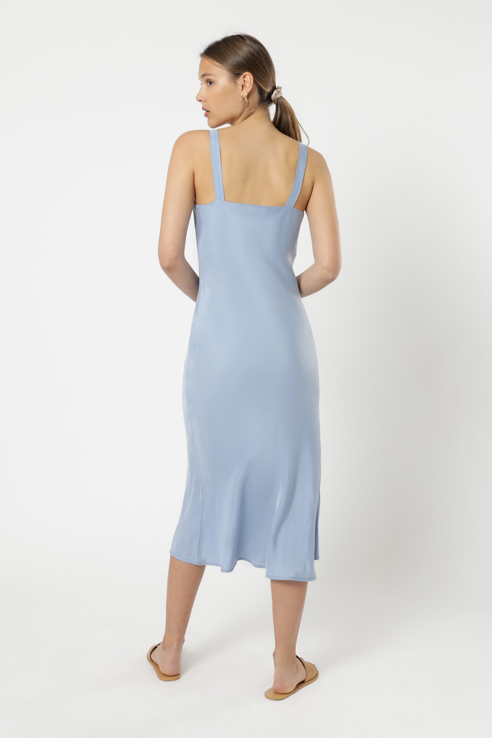 Nude Lucy Esme Cupro Slip Dress Steel Blue Dress 