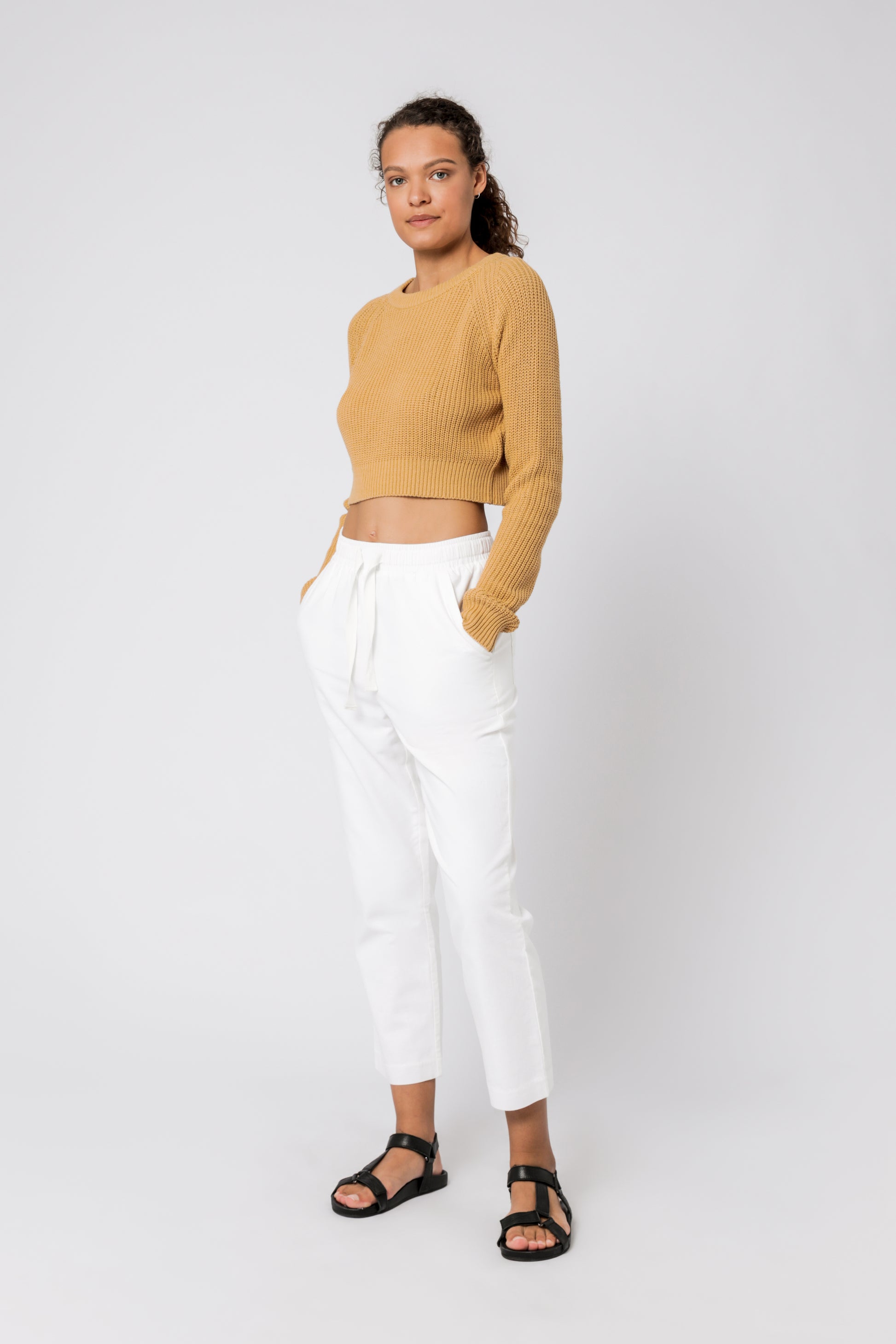 Nude Lucy Brooklyn Crop Knit Washed Mustard Knitwear 