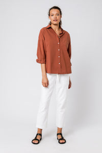 Nude Lucy naya washed cotton shirt pecan shirt