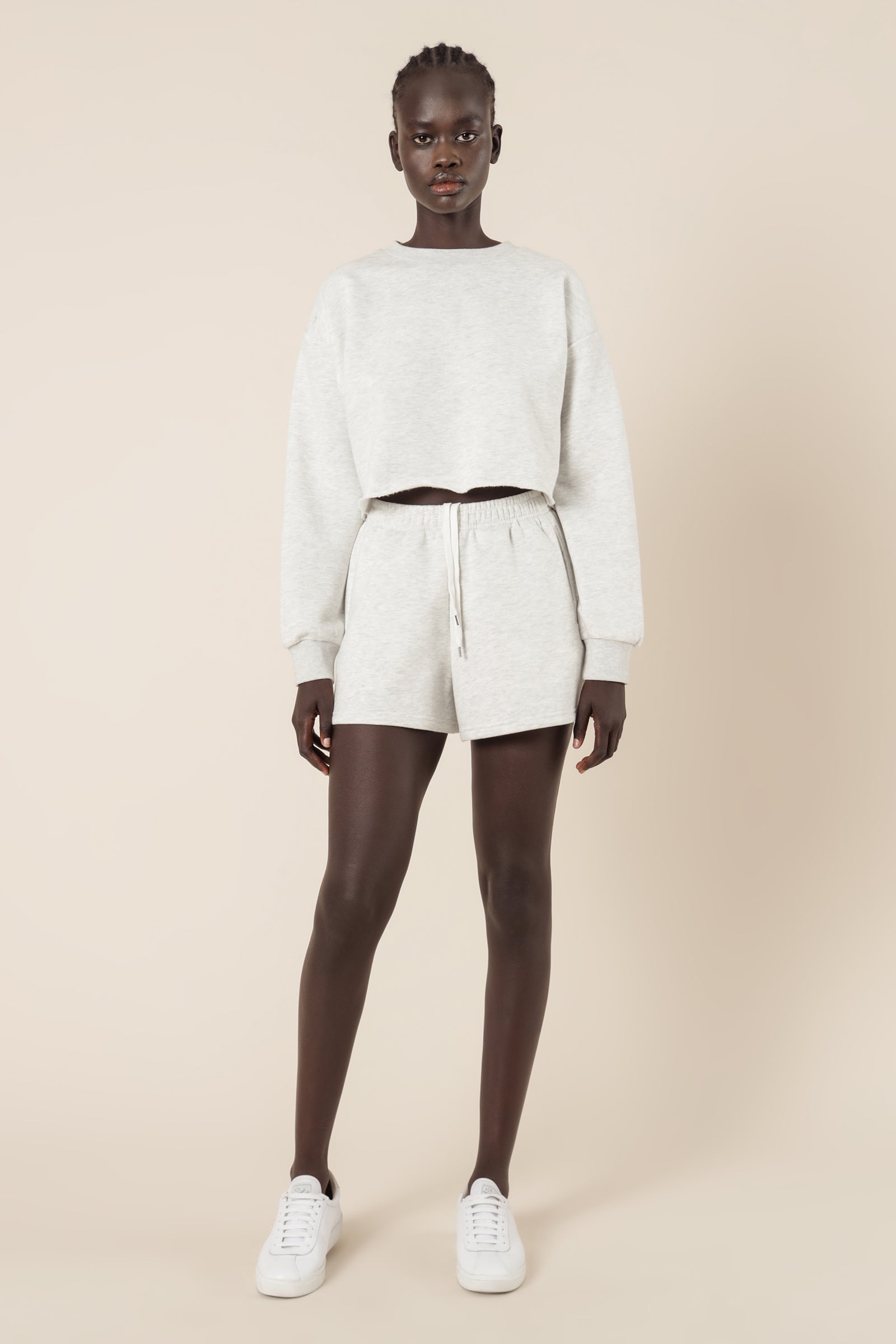 Nude Lucy Carter Classic Crop Sweat Snow Marle Sweats 