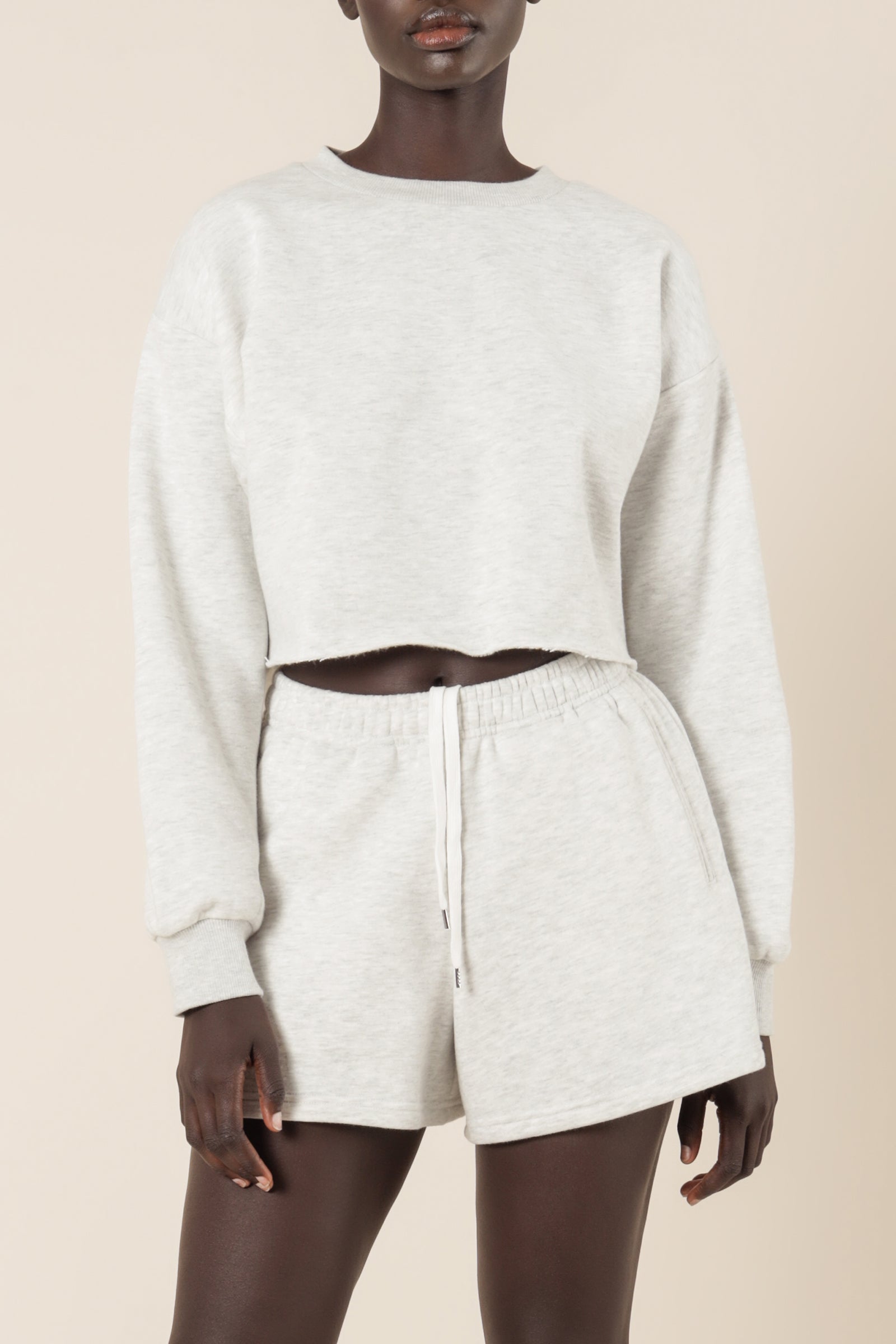 Nude Lucy Carter Classic Crop Sweat Snow Marle Sweats 
