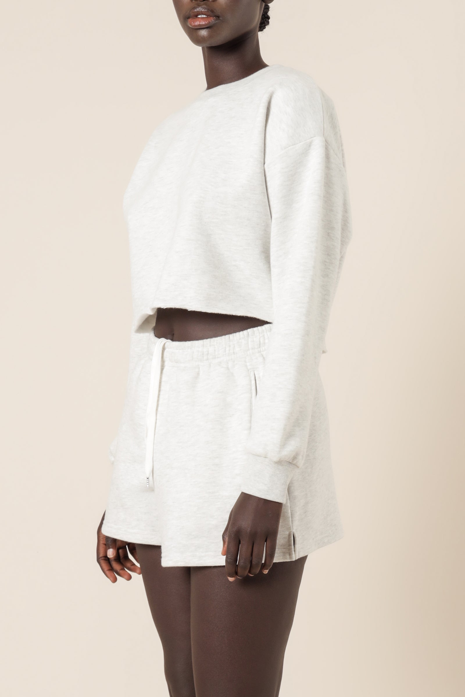 Nude Lucy Carter Classic Crop Sweat Snow Marle Sweats 