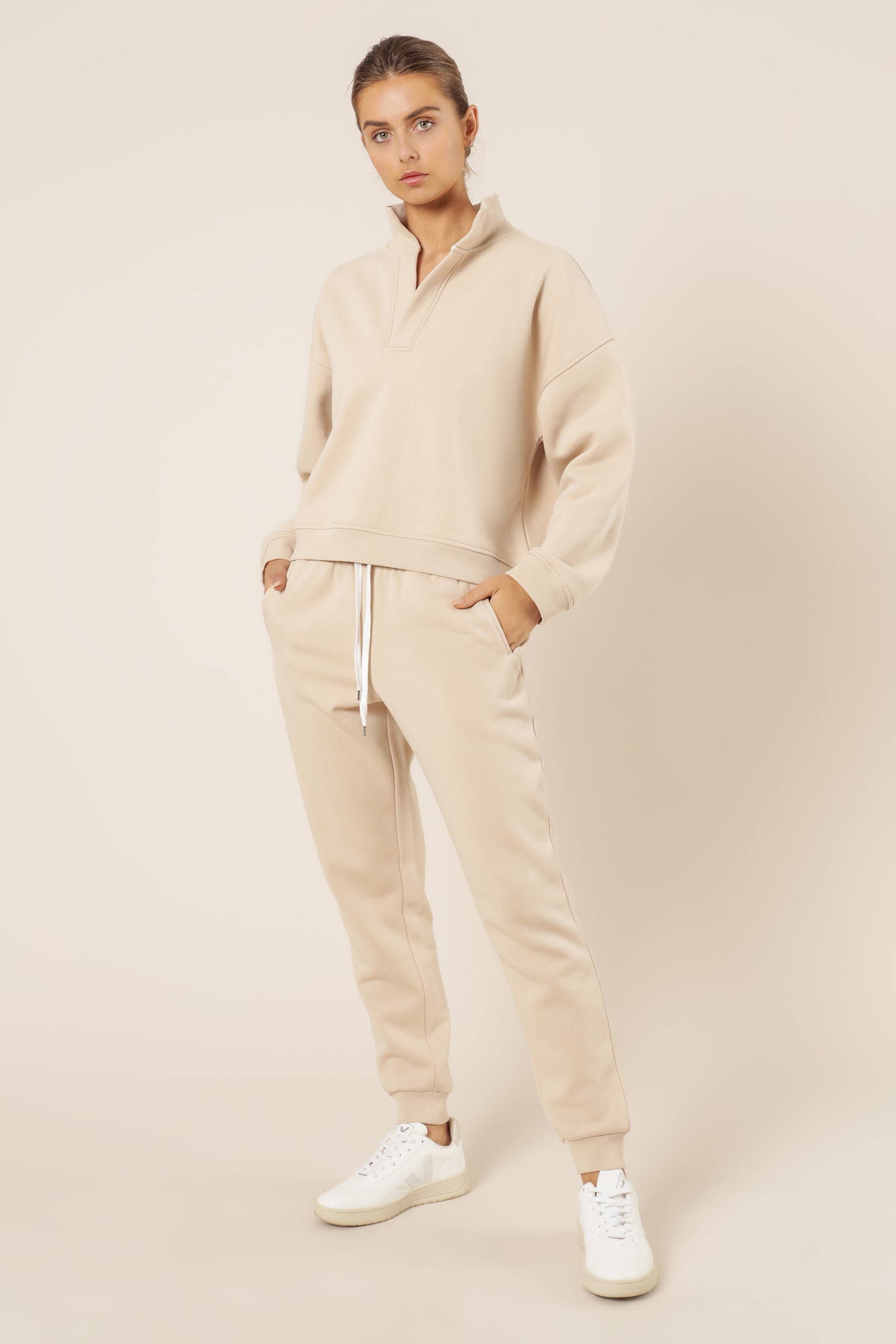 Nude Lucy carter classic rugby sweat sand top