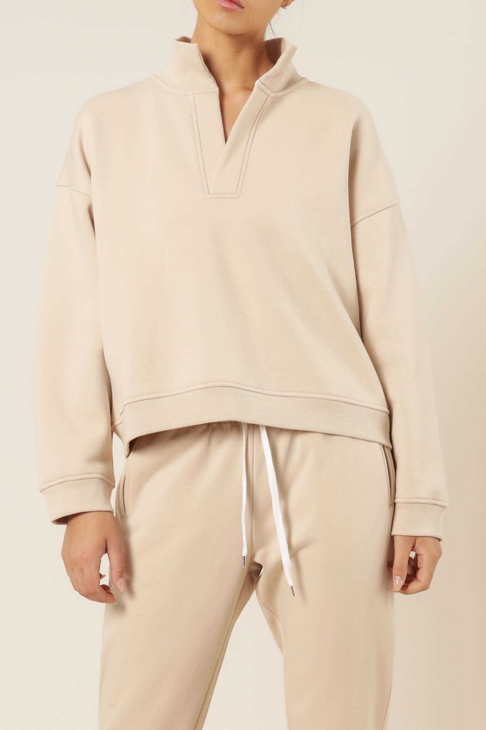 Nude Lucy carter classic rugby sweat sand top