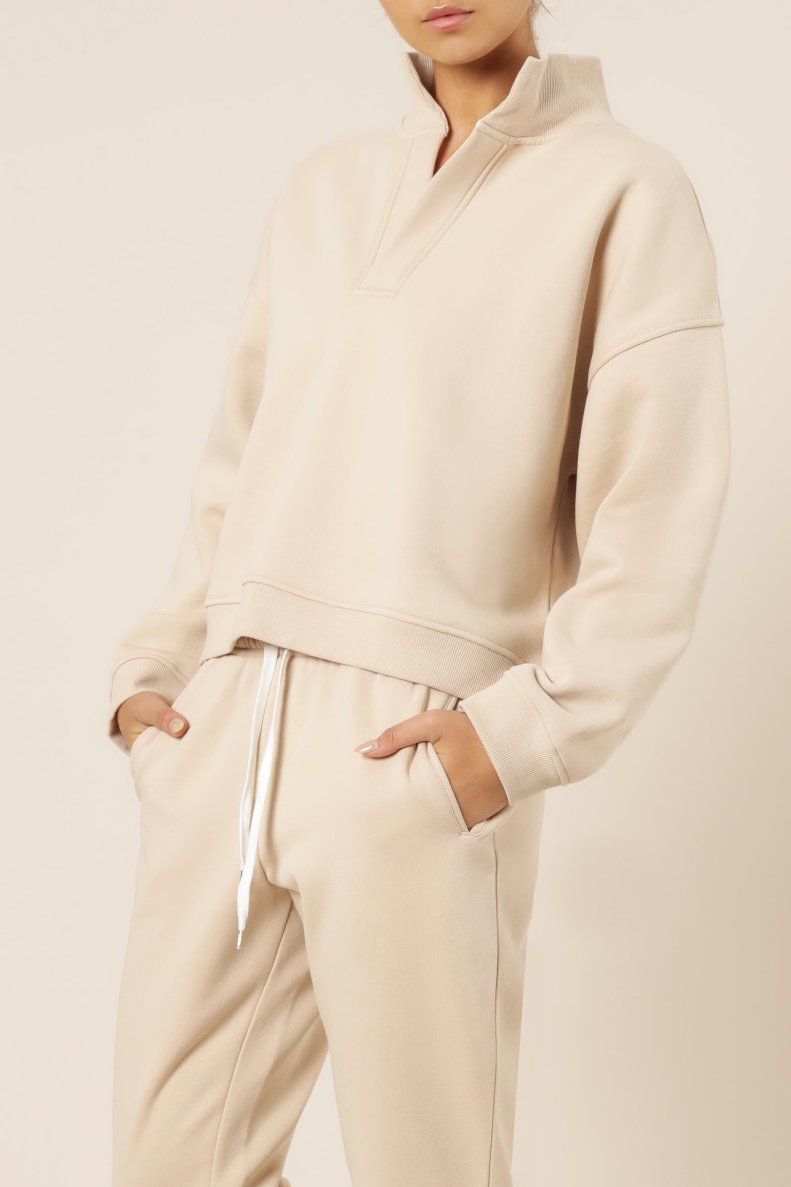 Nude Lucy carter classic rugby sweat sand top