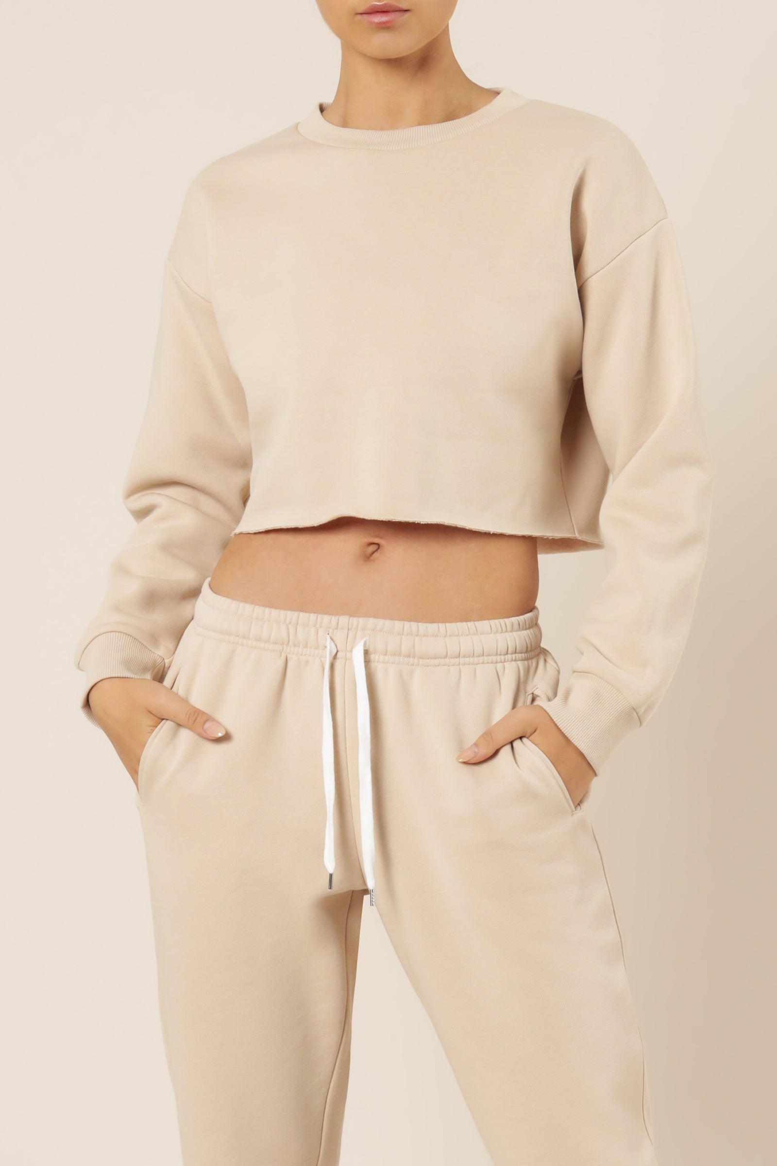 Nude Lucy Carter Classic Crop Sweat Sand Sweats 