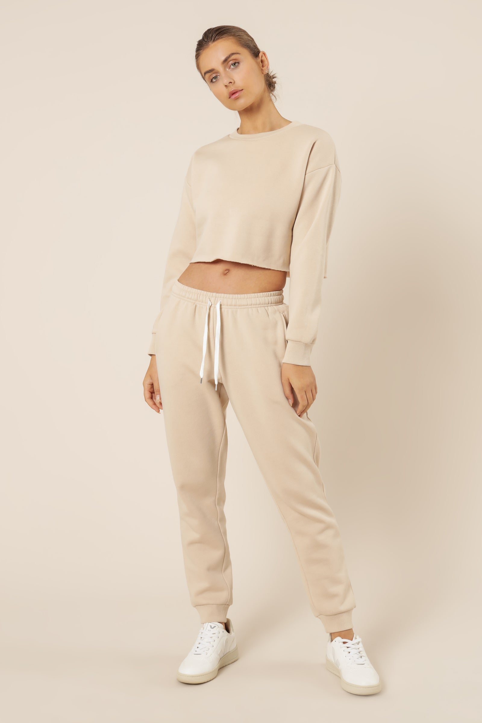 Nude Lucy Carter Classic Crop Sweat Sand Sweats 