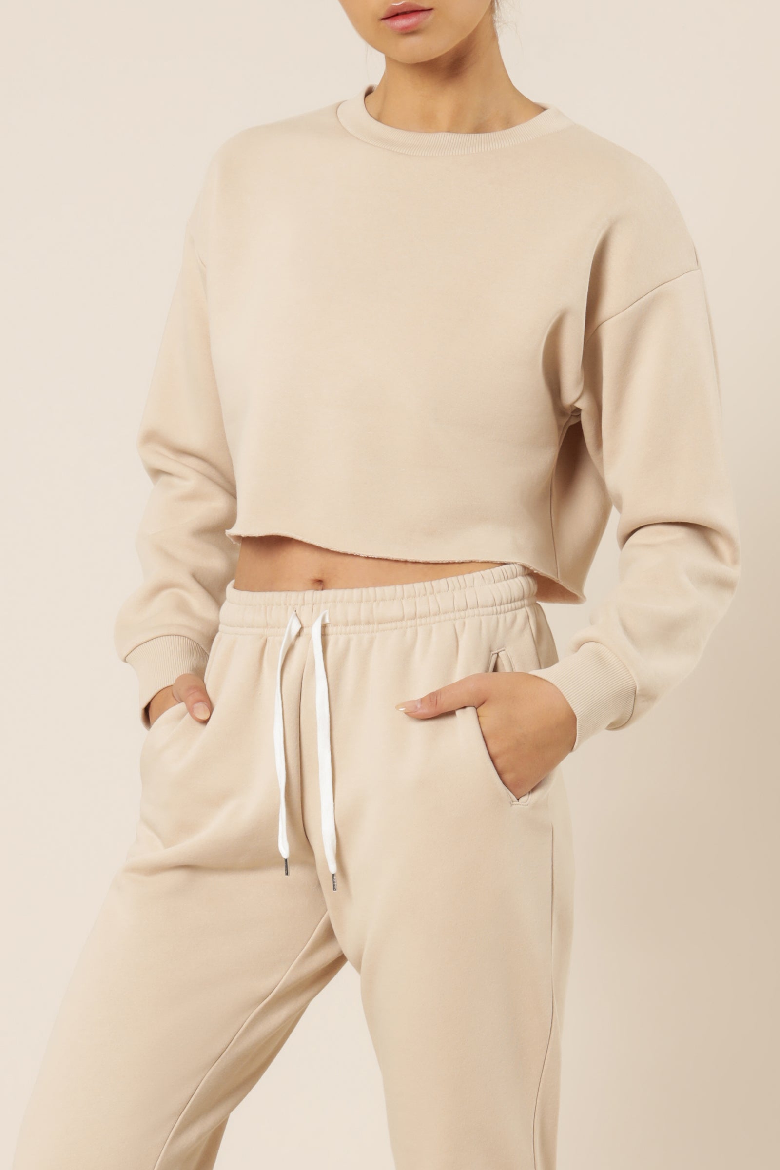 Nude Lucy Carter Classic Crop Sweat Sand Sweats 